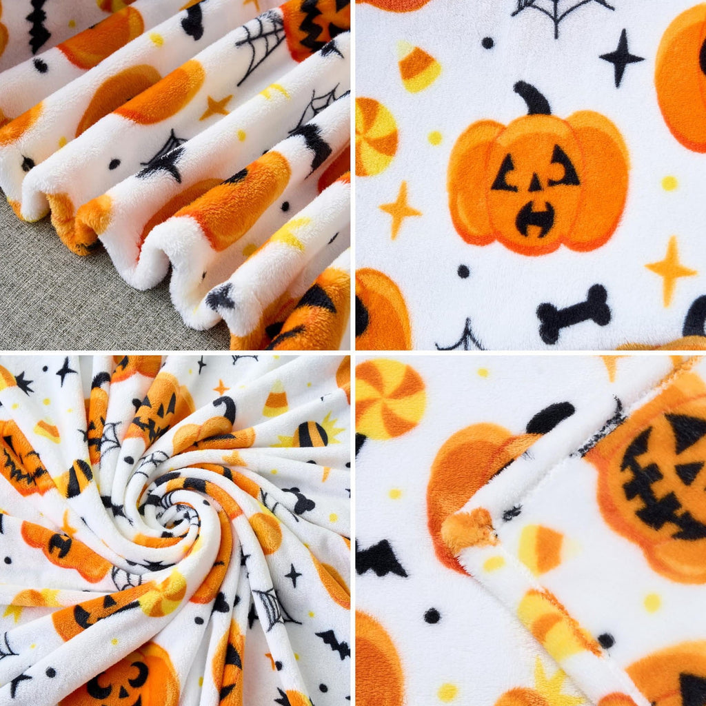 Pink Halloween Throw Blanket for Couch Fleece Halloween Decorations Throw Blankets Lightweight Soft Plush Big Throws and Blankets with Funny Ghost,30x40in