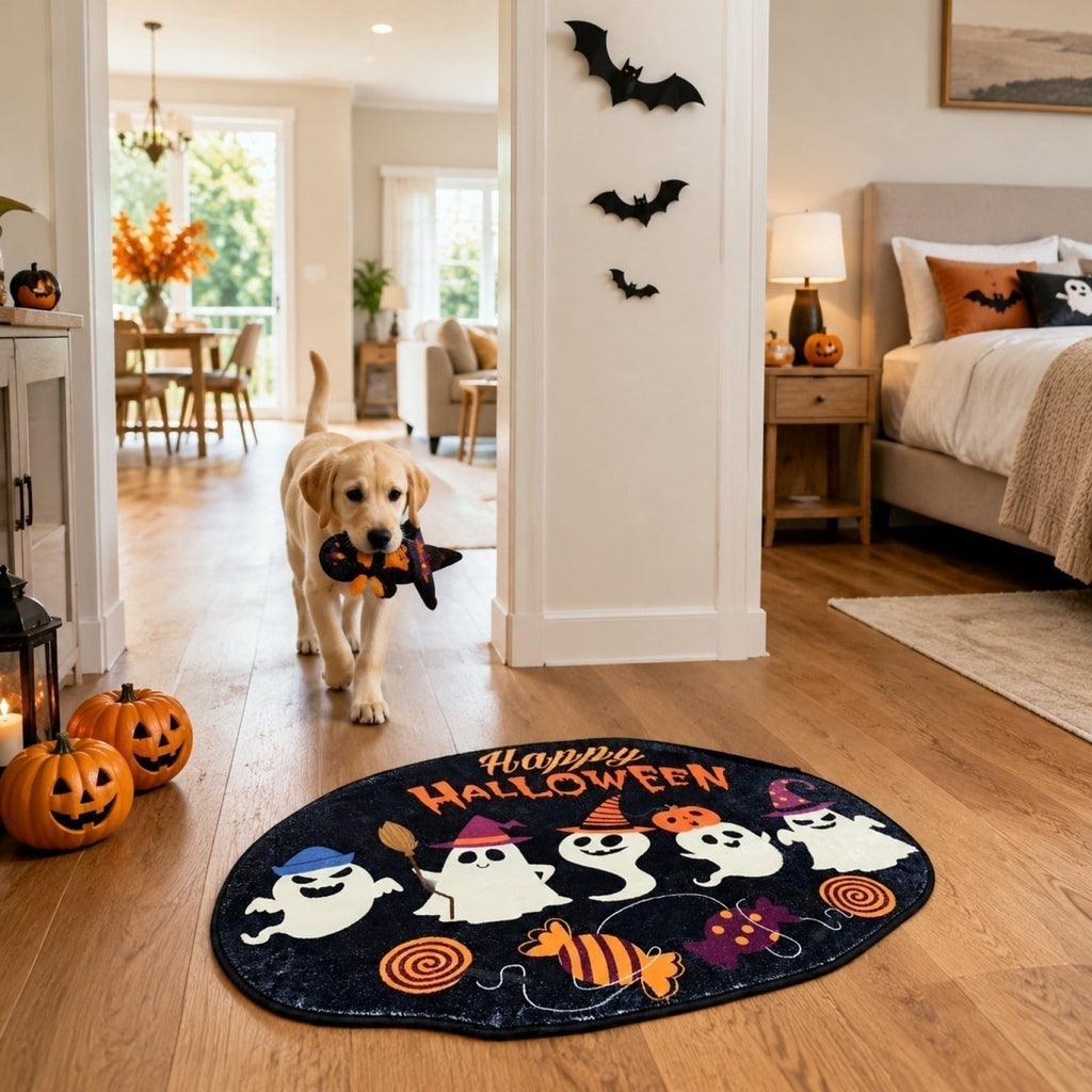 WWC Halloween Door Mat, 32x20 inch Halloween Decor Thick Non Slip Ghost doormat, Entryway Rug for Fall Party Indoor Outdoor Front Porch