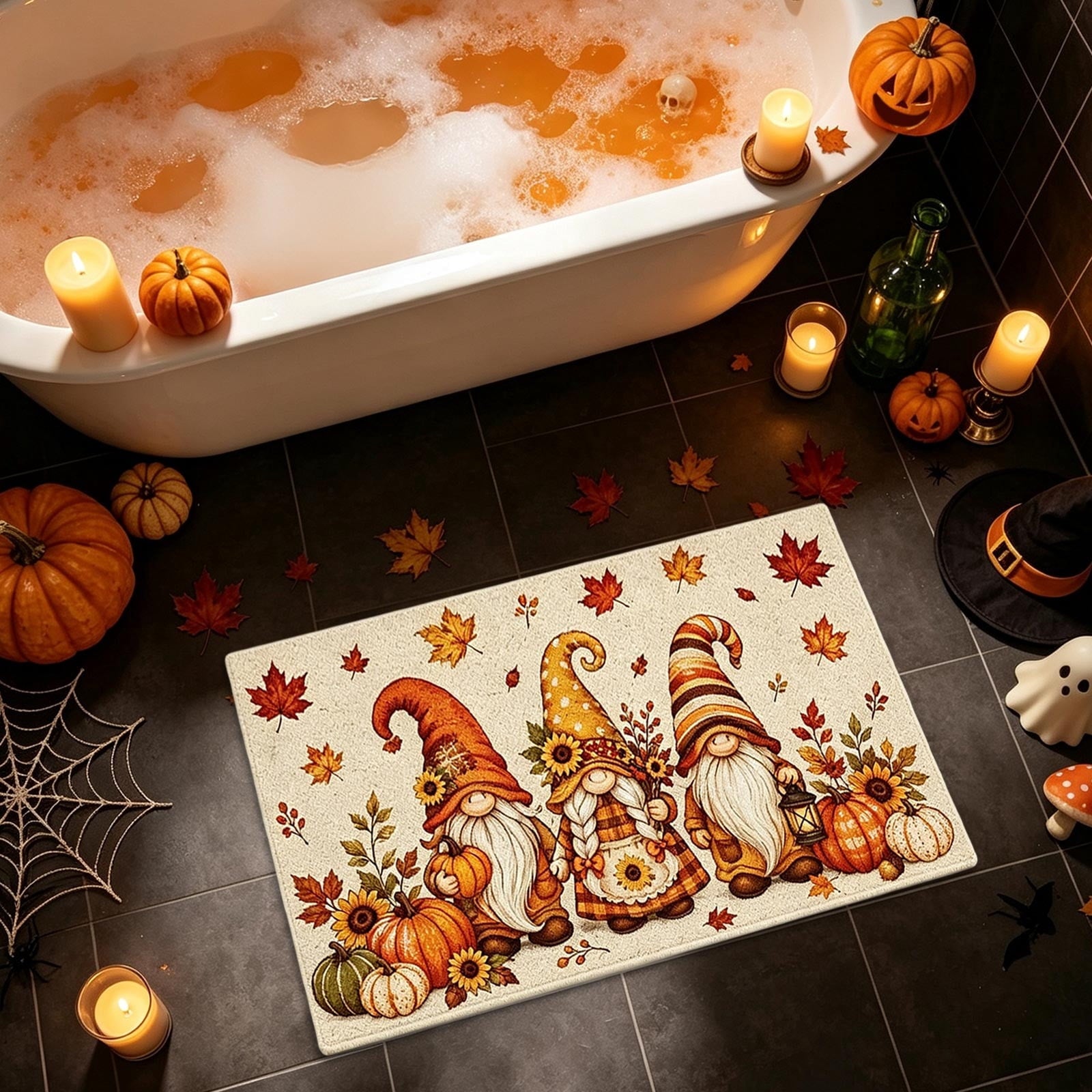 Halloween Decor Black Cat Doormat 15.75x23.62 Inch Fall Pumpkin Moon Design Non Slip Indoor Entrance Rug for Home Entryway Decor