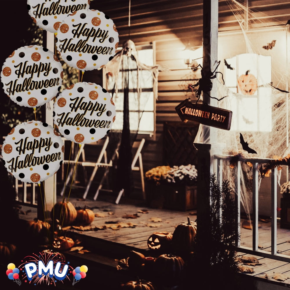 PMU Halloween Party Decoration "Happy Halloween" Jack Faces Aglow 18 Inch Mylar-Foil Balloon (1pkg) Pkg/1