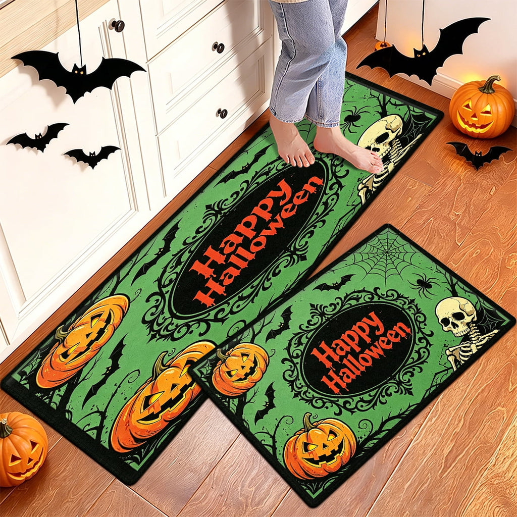 YIMEIS Halloween Pumpkin Lanterns 1Pc Flannel Mat and Kitchen Rugs,Soft Non-slip,Perfect for Home Bathroom