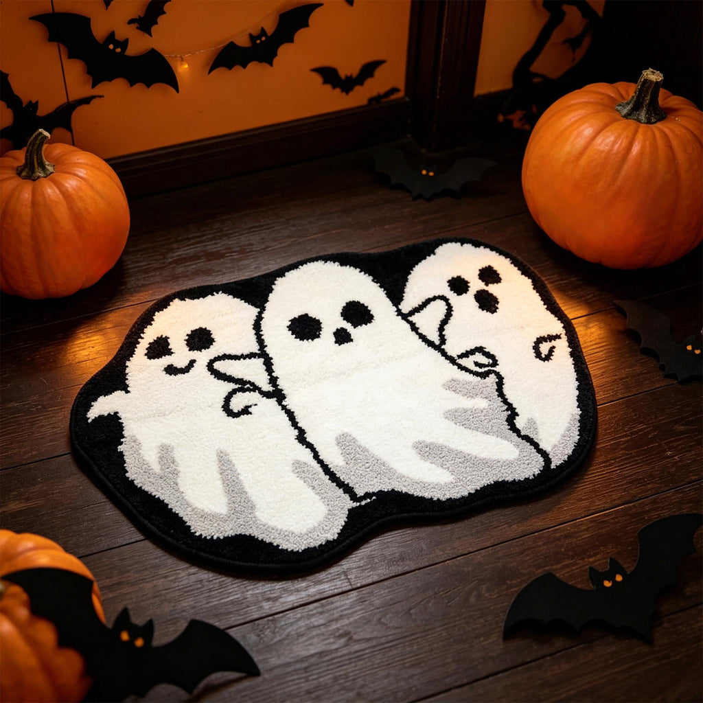 Halloween Wreath Shaped Rugs, Soft Indoor Mat for Entryway, Kitchen, Halloween Party, Pumpkin Witch Spooky Home Decor, 23.62x15.75 Inches