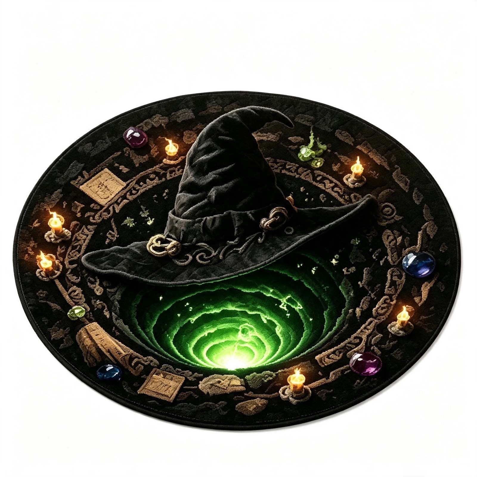 3D Halloween Round Rug, Illusion Halloween Round Mat, Funny Rug with Non-Slip Soft Visual Effect Door Mat for Living Room Indoor Decor