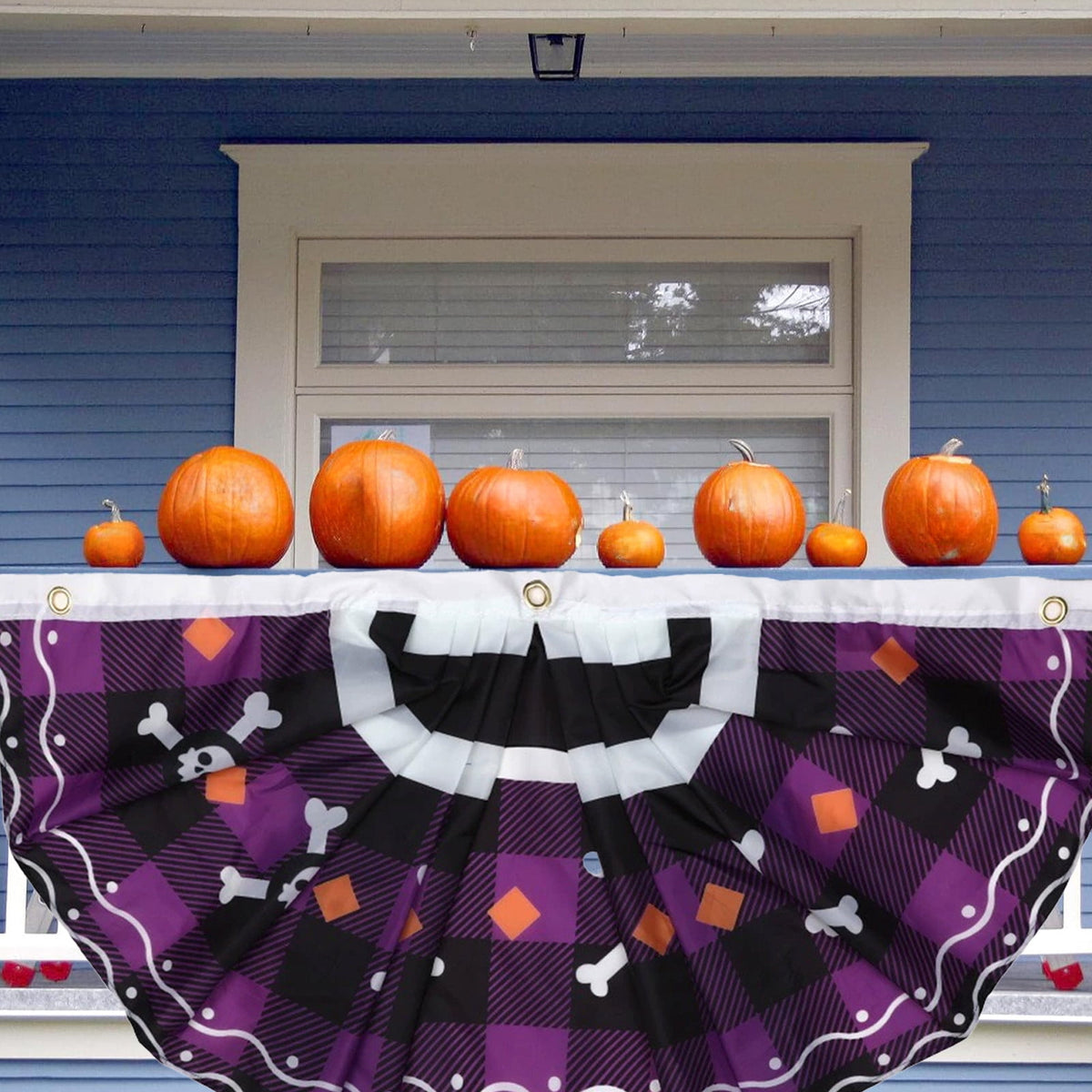 Elainilye Halloween Fan Flag Banner Outdoor Yard Fence Wall Hanging Decor for Indoor and Courtyard Party Supplies