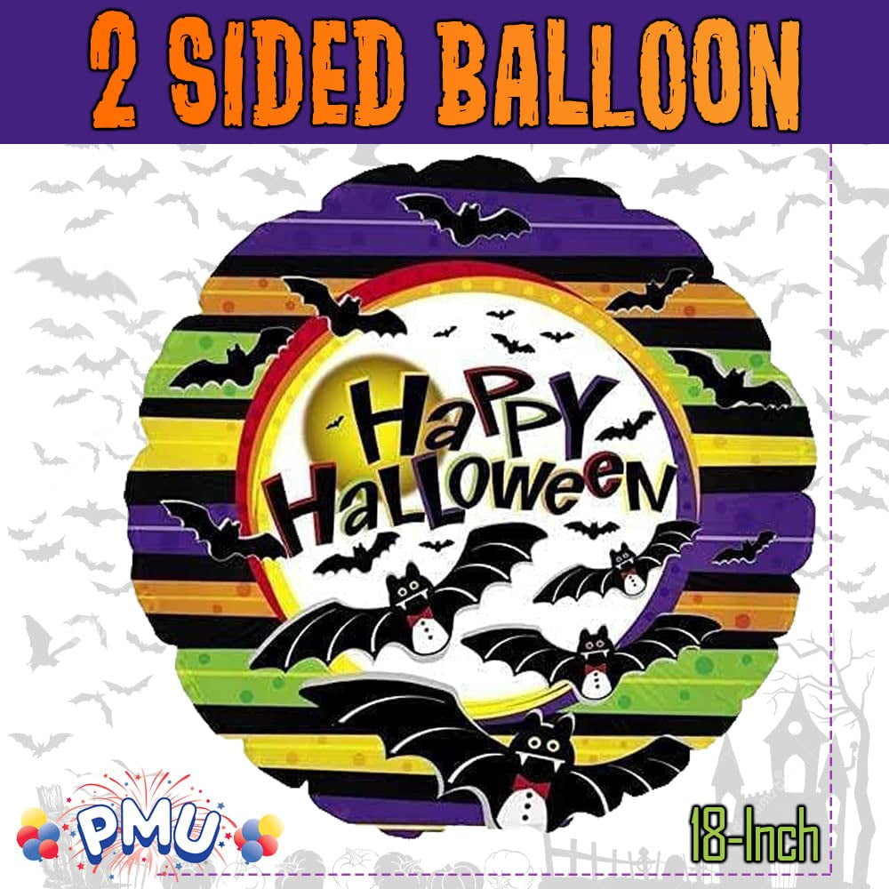 PMU Halloween Party Decoration "Happy Halloween" Jack Faces Aglow 18 Inch Mylar-Foil Balloon (1pkg) Pkg/1