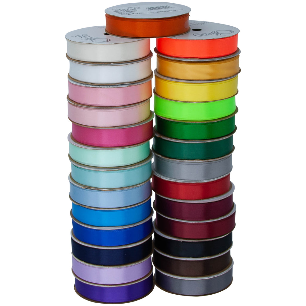 (3 pack) Offray Ribbon, Forest Green 5/8 inch Single Face Satin Polyester Ribbon, 18 feet