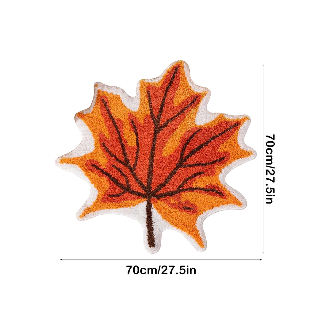 Fall Area Rug Maple Leaf Pumpkin Imitation Wool Mat 27.56x27.56in Polyester Skidproof & Soft for Living Room Bedroom Entryway Fall Doormat by MPOISVA