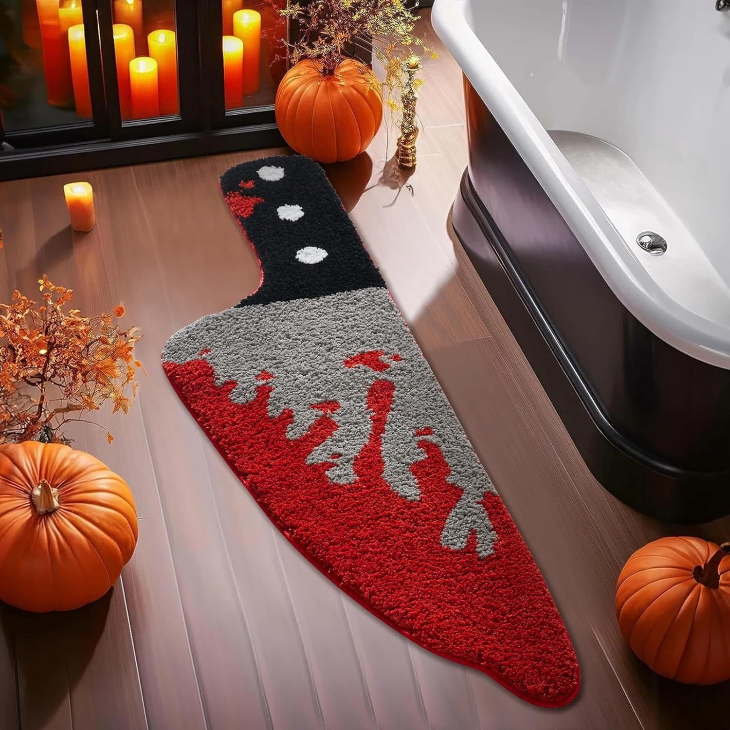 HomeKingdee Scream Knife Rug Horror Movie Gothic Area Rubber Rugs Non Slip Machine Washable, Cute Vintage Spooky Skull Halloween Accent Throw Rugs