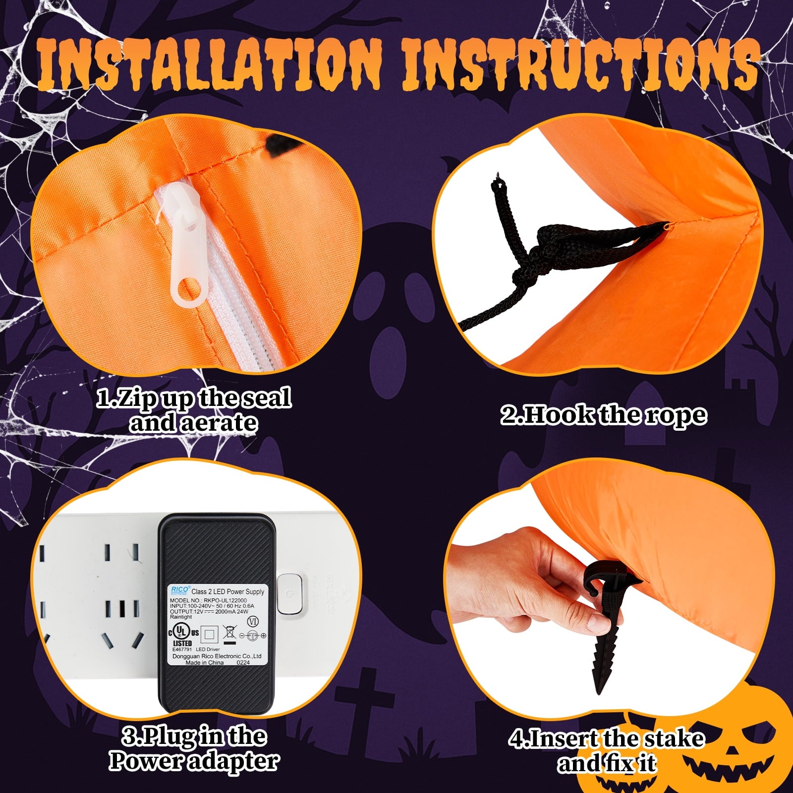 Zimtown 9 FT Halloween Inflatables Pumpkin, Halloween Decoration Blow up Pumpkins w/ Build-in LEDs for Halloween Party