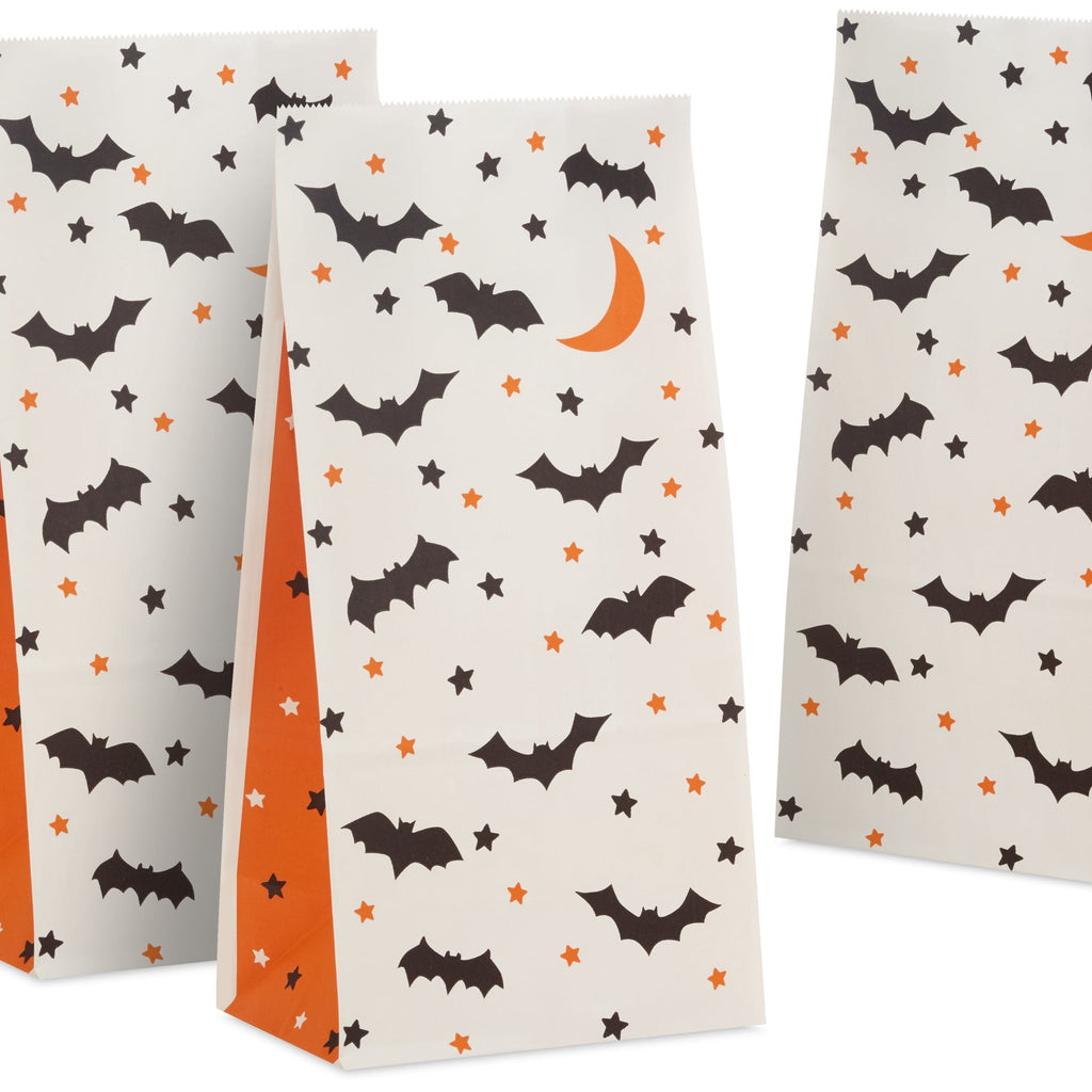 Hallmark Small Halloween Goodie Bags (Black Bat and Orange Star), 12 Count