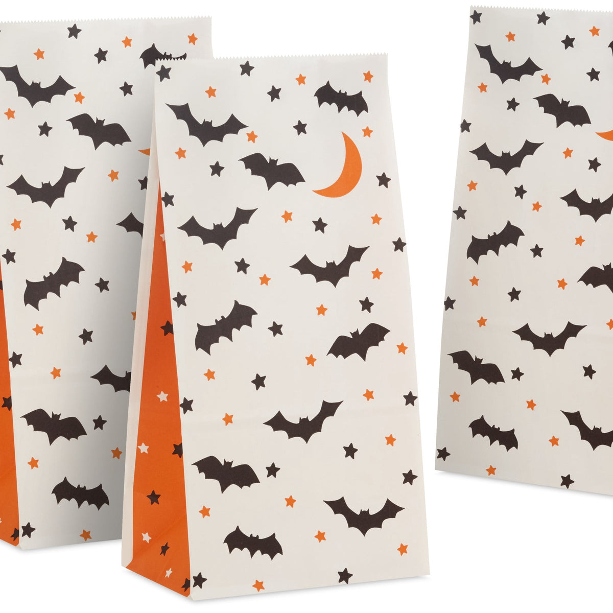 Hallmark Small Halloween Goodie Bags (Black Bat and Orange Star), 12 Count