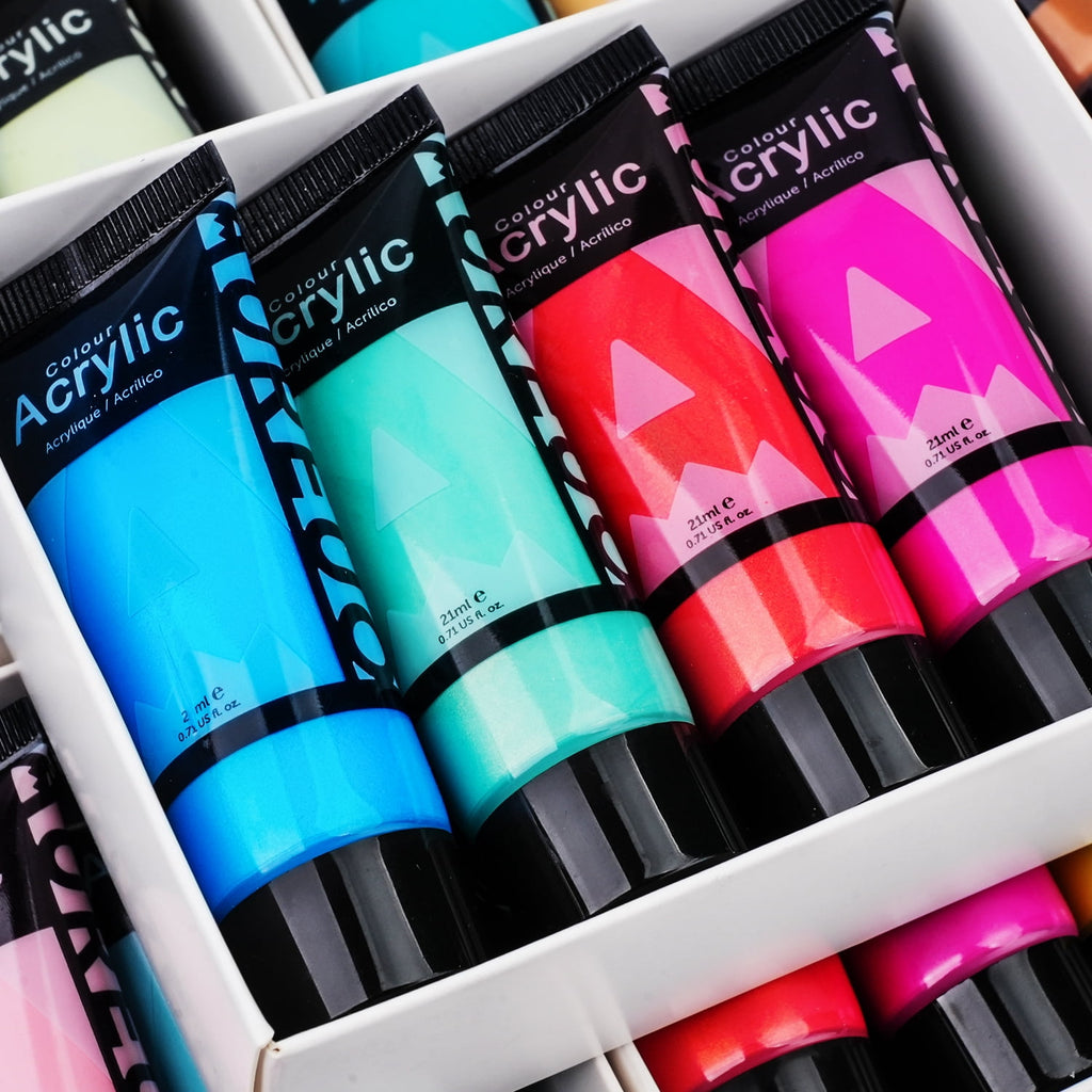 AUREUO Galaxy Glitter Acrylic Paint Set - 8 Twinkle Colors 0.71 Fl Oz / 21ml Tubes Sparkling Art Paints for Crafts Decor Non-toxic Painting Supplies for Artists