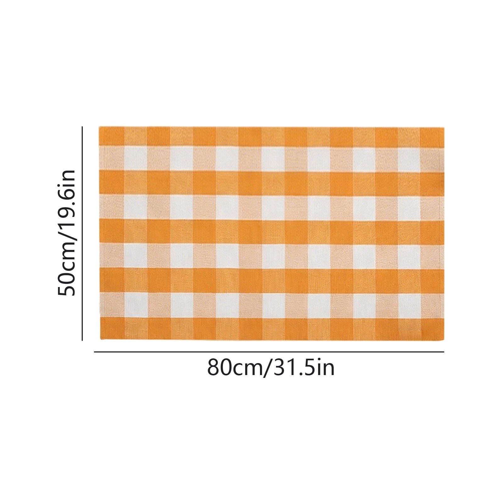Orange Plaid Fall Outdoor Mat, Hand-Woven Porch Rug for Thanksgiving Halloween Door Decor
