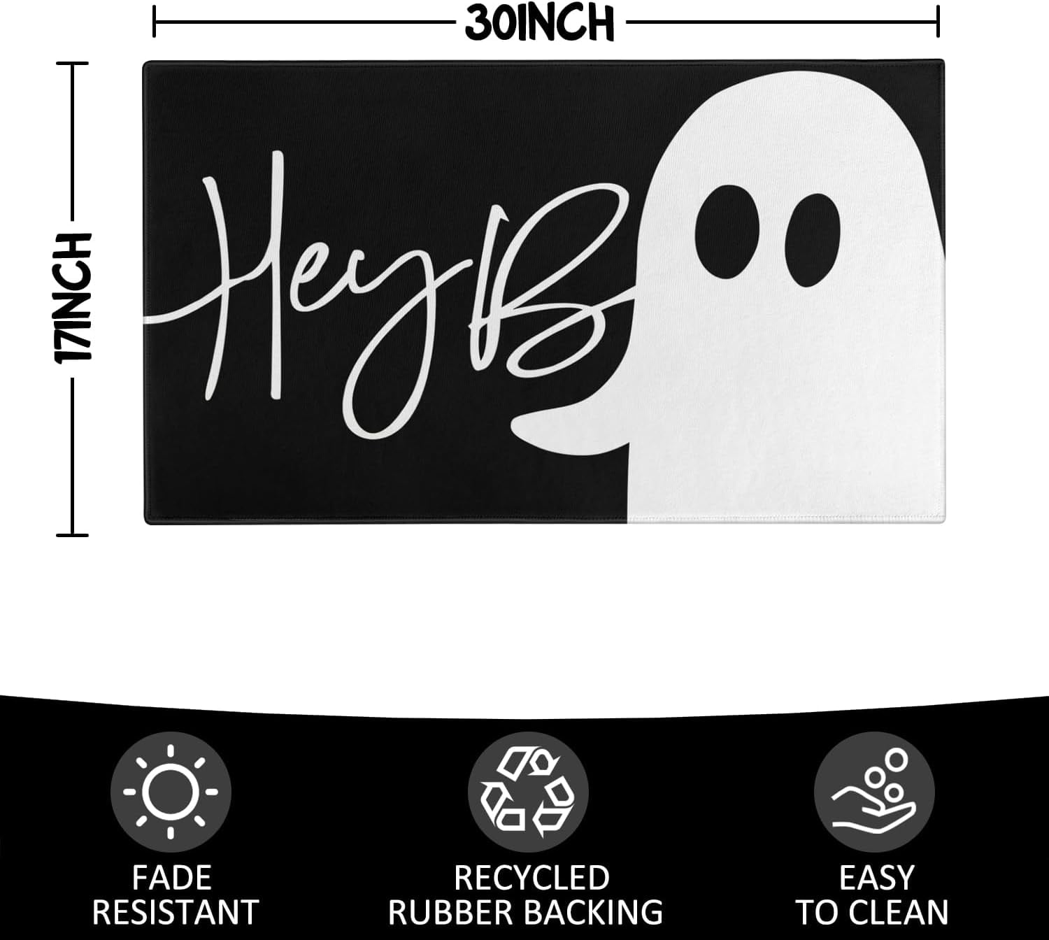 Halloween Door Mat,Goth Occult Spooky Creepy Witch Skull Bats Outdoor Mats for Front Door,Halloween Indoor Entrance Non-Slip Doormat Entryway Welcome Rubber Mats for Porch Decor 30" x 17"