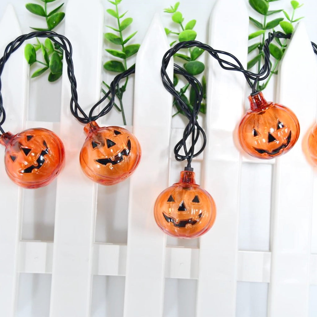 Halloween Pumpkin String Lights, 8.5Ft Outdoor Halloween Decorations Lights with 10 Jack-O-Lantern Lights, Hanging Pumpkin String Lights Party Patio Garden Window Decor