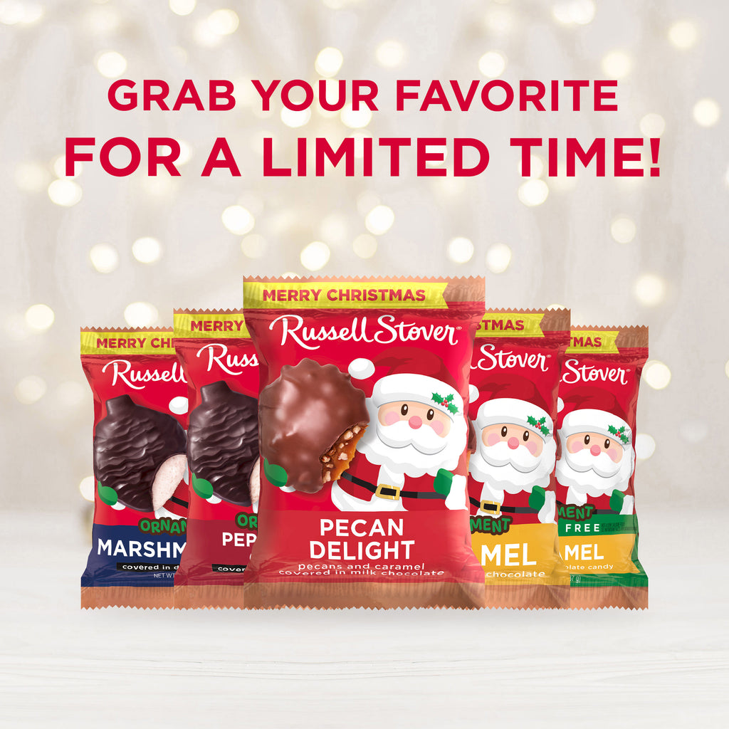 RUSSELL STOVER Christmas Dark Chocolate Marshmallow Ornament, 1.3 oz.