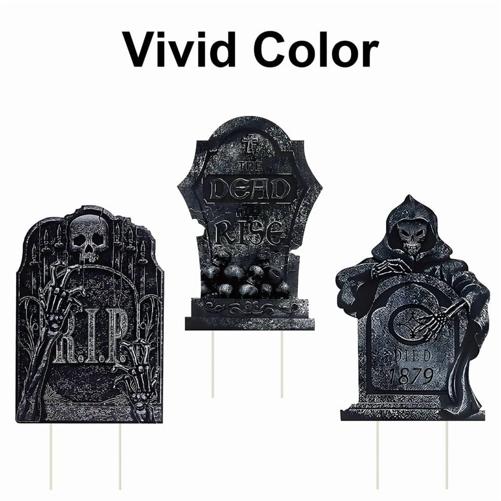 Every Moment Counts 3-Pack Halloween Tombstone Signs with Stakes, Halloween Yard Decor, Halloween Lawn Signs, Halloween Decorations Outdoor