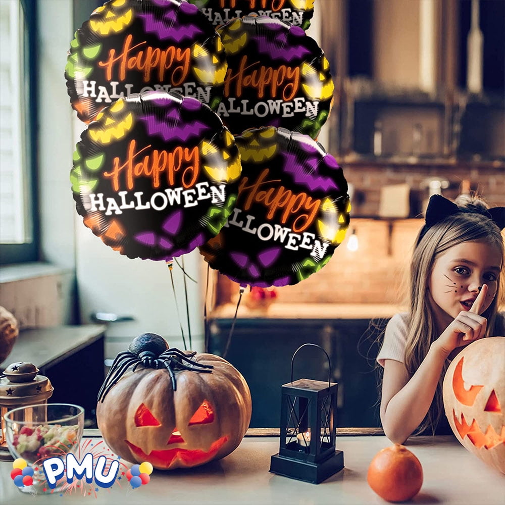 PMU Halloween Party Decoration "Happy Halloween" Jack Faces Aglow 18 Inch Mylar-Foil Balloon (1pkg) Pkg/1