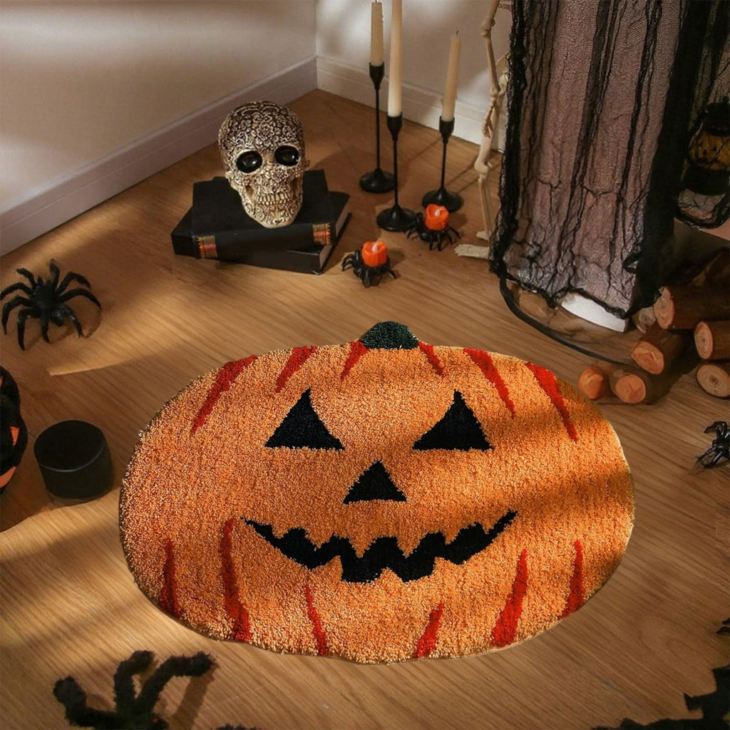 YIMWNYI Halloween Pumpkin Rugs, Decorative Floor Mat, Doormat for Living Room, Kitchen, Thanksgiving Day, Soft Bathroom Mat, Fall Themed Home Decor, Easy to Clean Rug