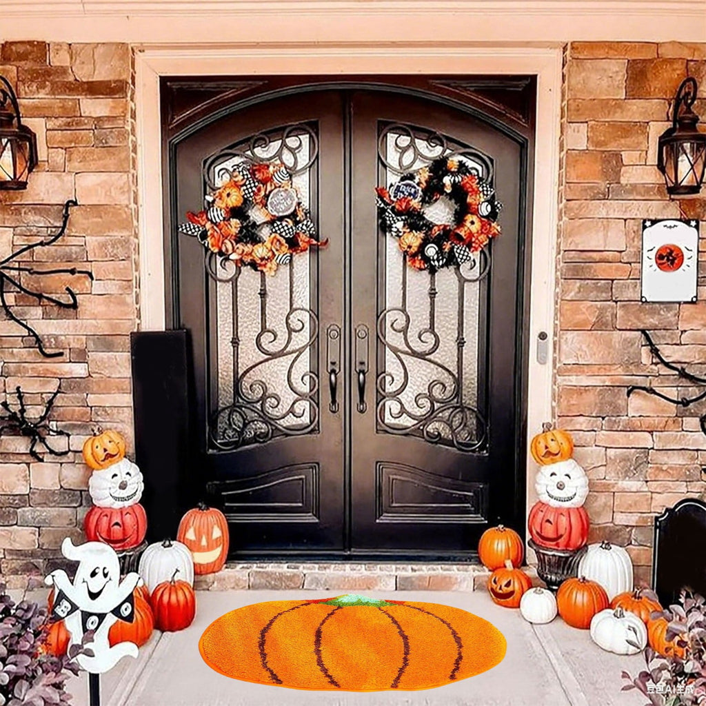 YIMWNYI Halloween Pumpkin Rugs, Decorative Floor Mat, Doormat for Living Room, Kitchen, Thanksgiving Day, Soft Bathroom Mat, Fall Themed Home Decor, Easy to Clean Rug