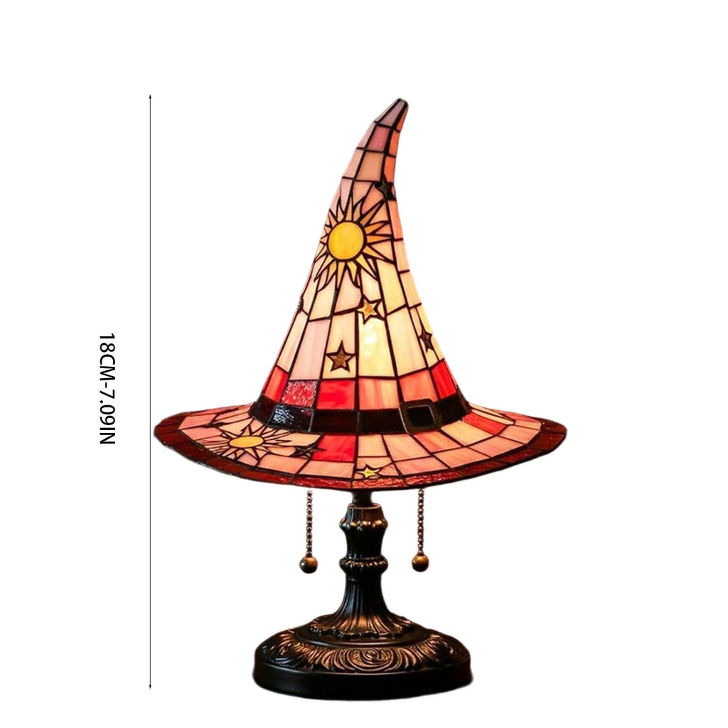 Clearance Halloween Table Lamp Decorations, Witch Hat Lamp Gifts - Handcrafted Retro Resin Witch Lamp, USB Powered Gothic Wizard Hats Night Light, Home Decor Accent Lamps for Bedroom