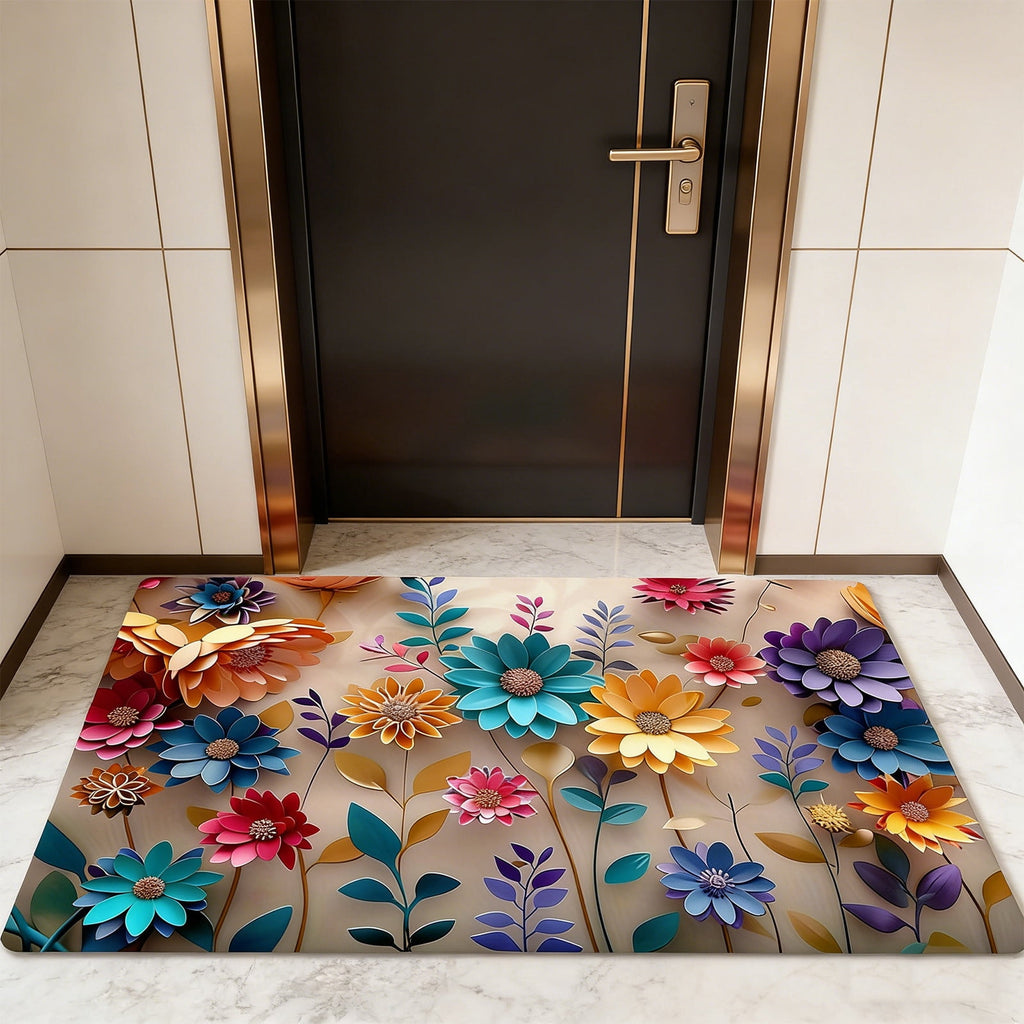 Sruoe Summer Carnival Printed Floor Mat, 15.74"x23.62", Water Absorbent Non Slip Doormat, Flannel Entryway Bathroom Kitchen Household Decor Rug