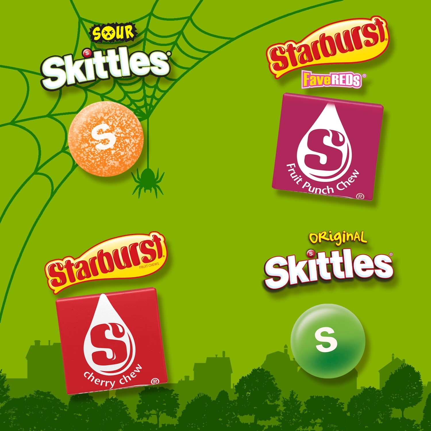 Skittles Fun Size Chewy Halloween Candy Variety Pack - 50 Ct Bulk Bag