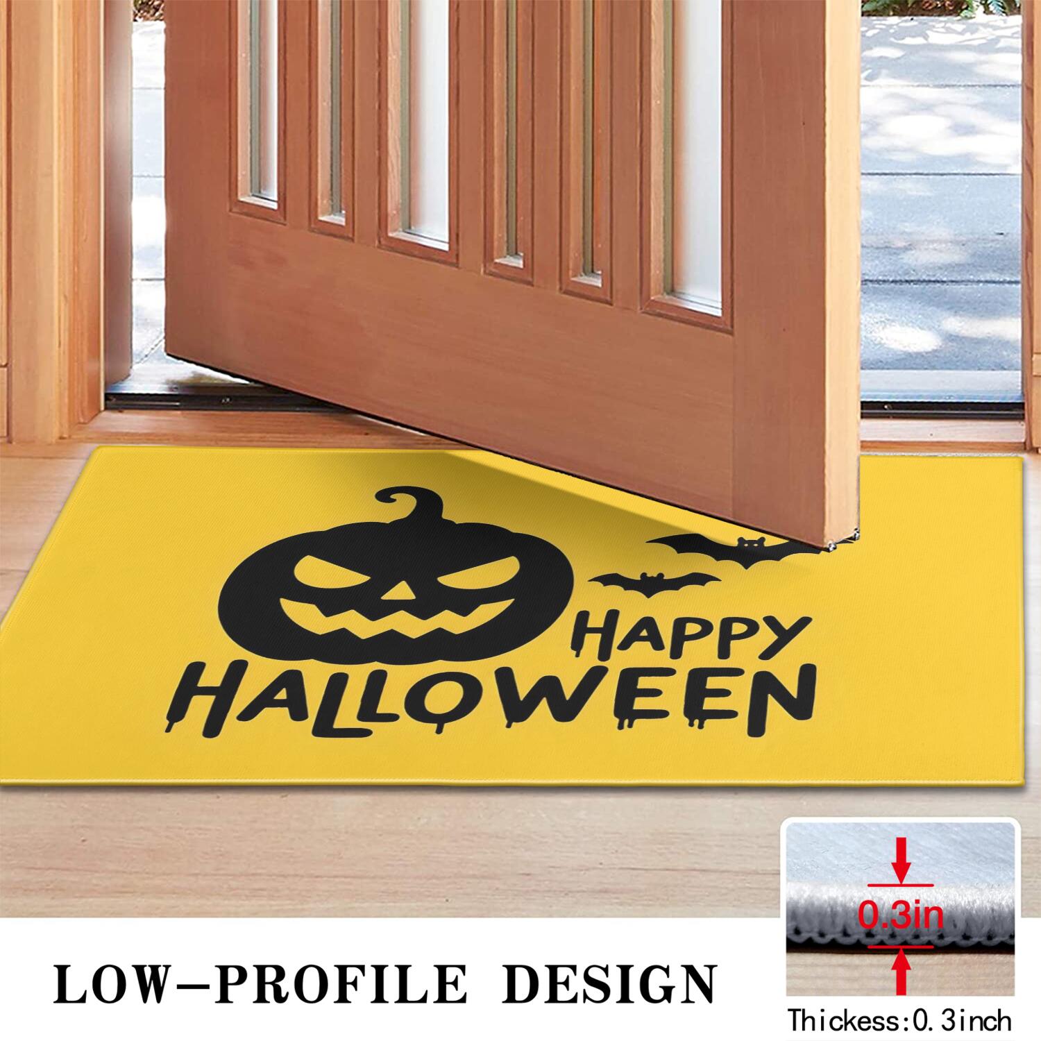 Happy Halloween Door Mat Decorations Spider Bat Doormat Plain the Indoor Door Mat/Outdoor Crystal Velvet 30x17 Inches