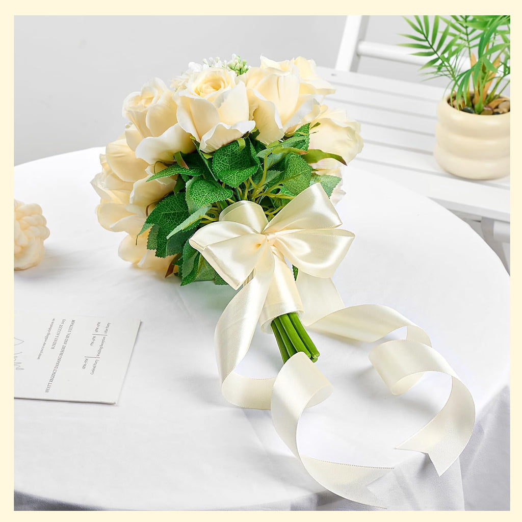 Style-Carry 1-1/2 inch 100 Yards Ivory Solid Double Faced Satin Ribbon Roll, for Handmade Crafts, Flower Bouquet, Gift Wrapping, Wedding Roses Making