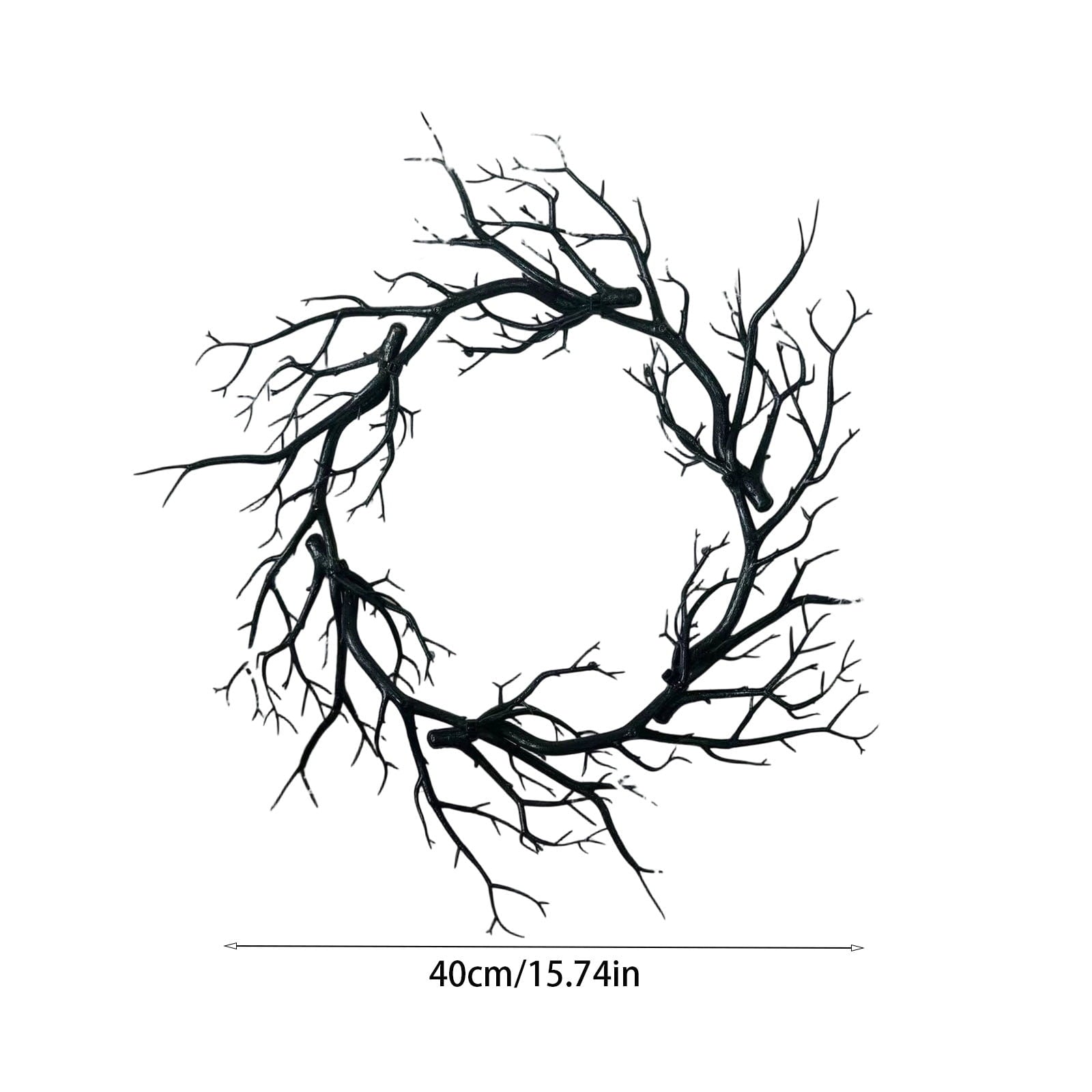 WWC Halloween Wreath, 18 inch Black Bats and Bare Branch Wreath, Gothic Halloween Decor Twig Wreath for Halloween Party Front Door Porch and Fireplace