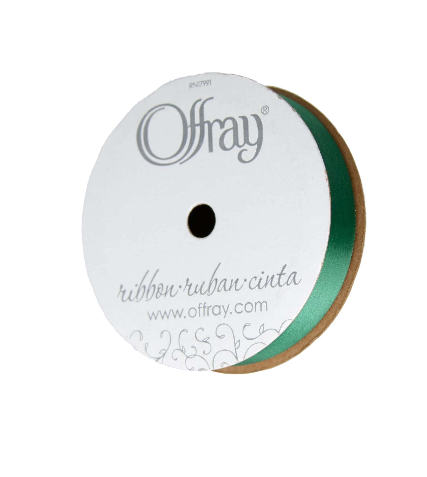 (3 pack) Offray Ribbon, Forest Green 5/8 inch Single Face Satin Polyester Ribbon, 18 feet