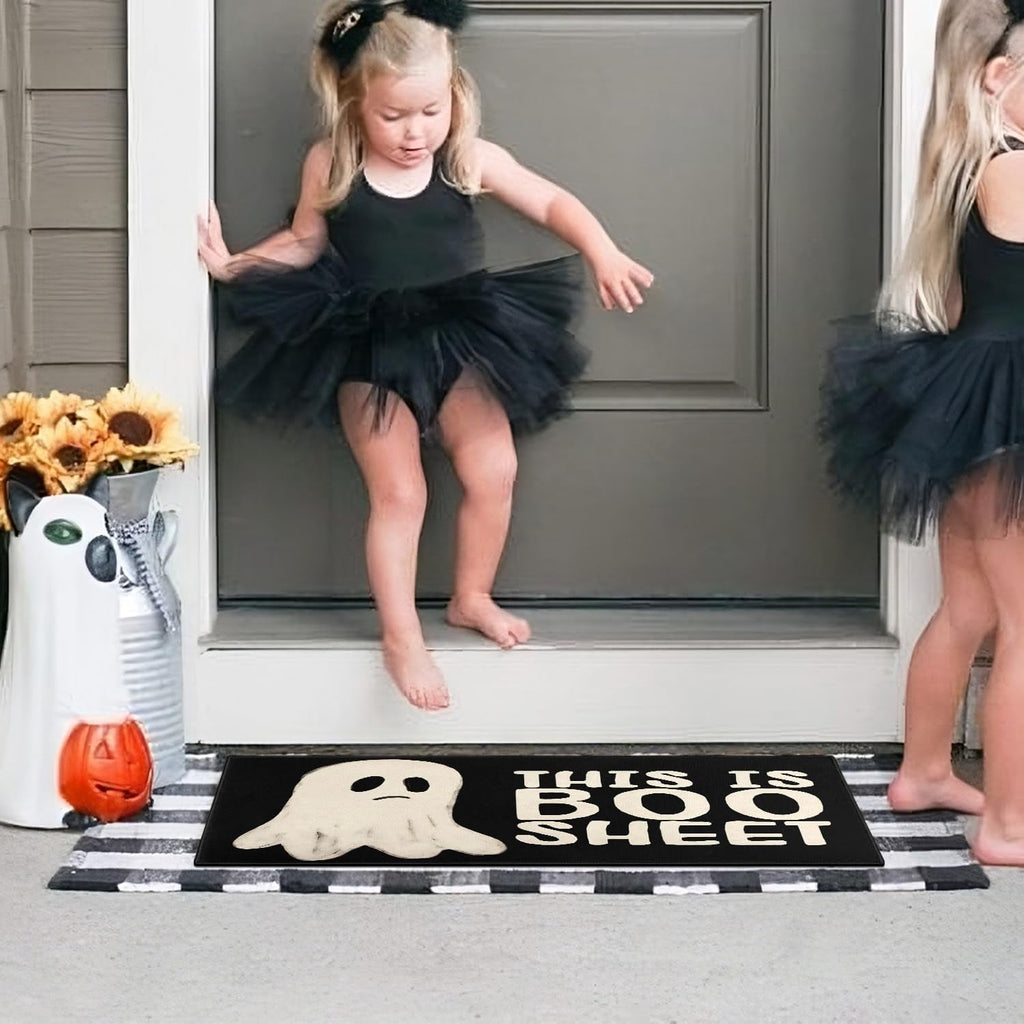 Halloween Door Mat,Goth Occult Spooky Creepy Witch Skull Bats Outdoor Mats for Front Door,Halloween Indoor Entrance Non-Slip Doormat Entryway Welcome Rubber Mats for Porch Decor 30" x 17"