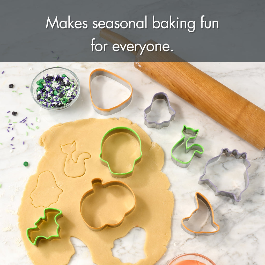 Way To Celebrate 8-Piece Stainless Cookie Cutters, Orange, Green, Purple