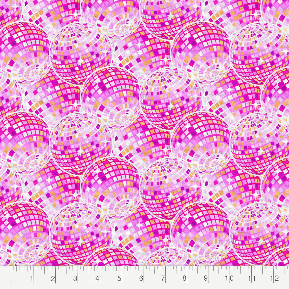 Half Yard 100% Cotton Disco Ball, Pink, 42" Wide for Sewing & Crafting by Fabric Editions