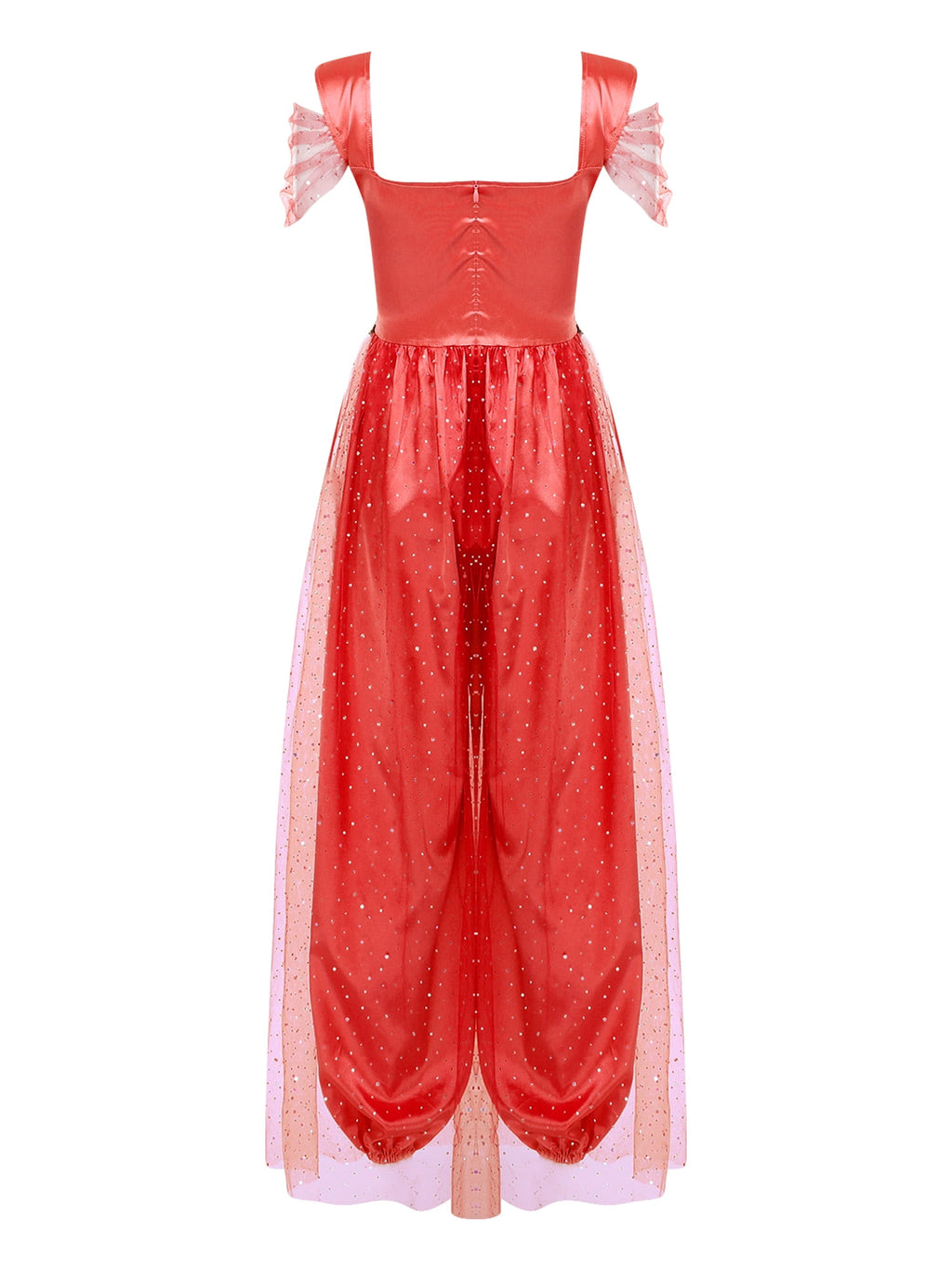Aislor Women Halloween Arabian Princess Cosplay Costume Sequins Belly Dance Romper Jumpsuit Fancy Dress Lake Blue L