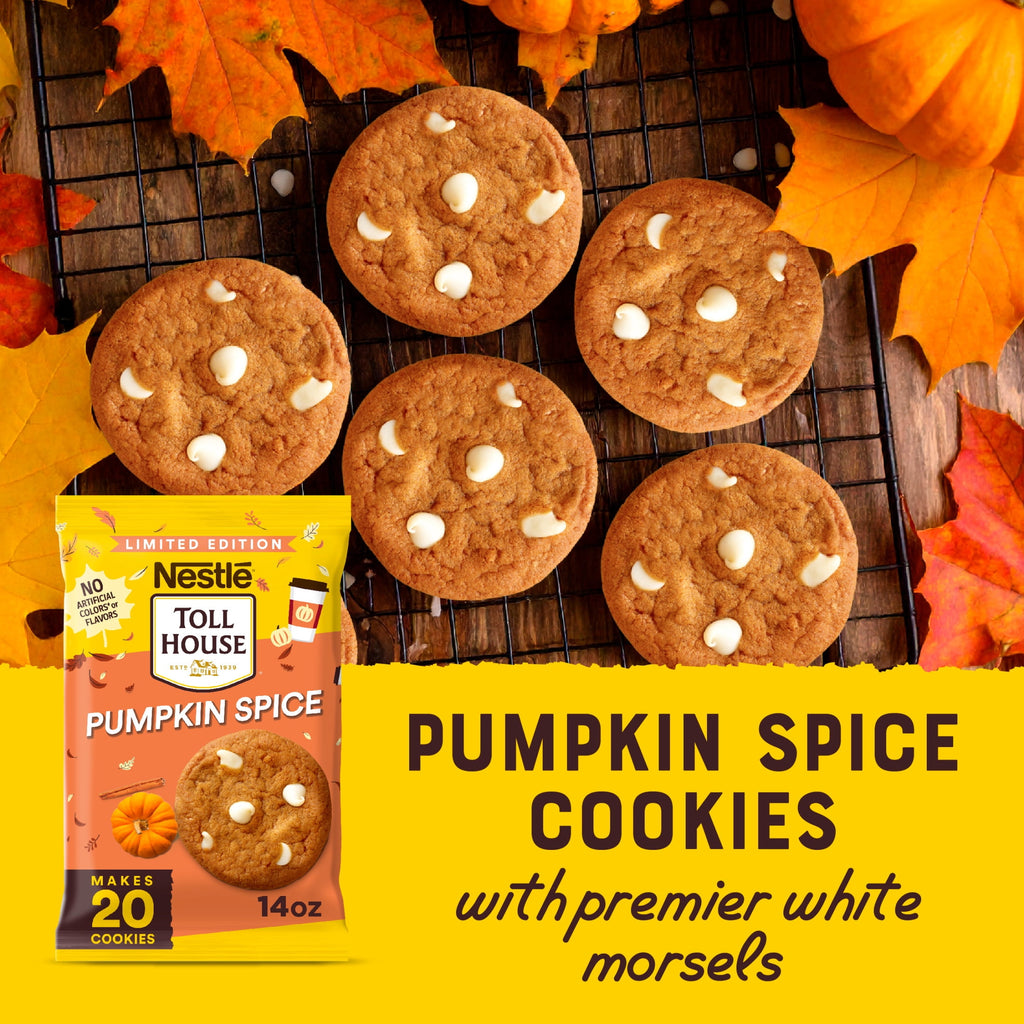 Nestlé Toll House Pumpkin Spice Ready to Bake Refrigerated Cookie Dough, 14 oz, No Artificial Colors