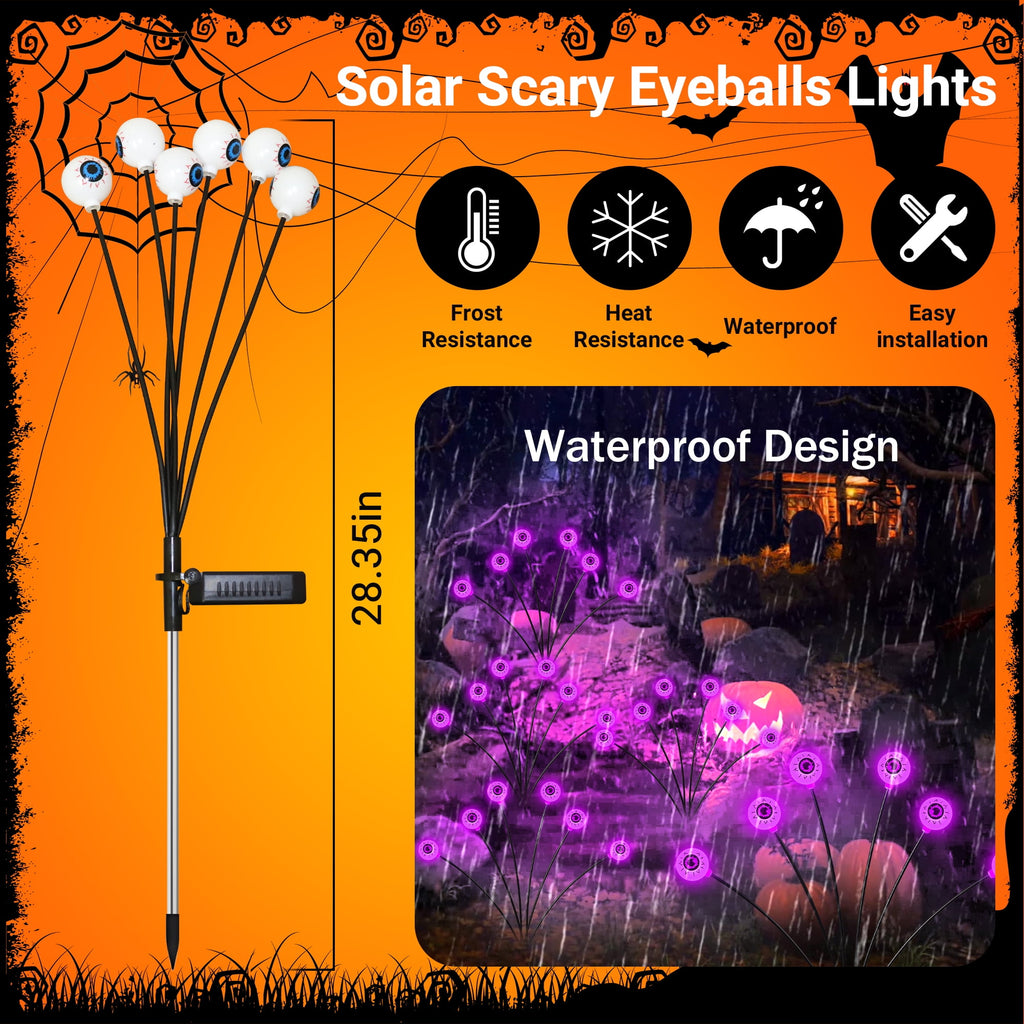 DAYBETTER 4 Pack Solar LED Eyeball Swaying Firefly Lights, 8 Lighting Modes, Waterproof, for Lawn