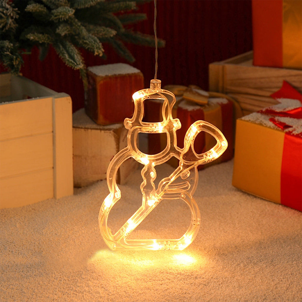 SCNOR Christmas LED Window Lights, Battery Operated Warm White with Suction Cup, Snowman Tree Holiday Decor for Indoor Bedroom Display