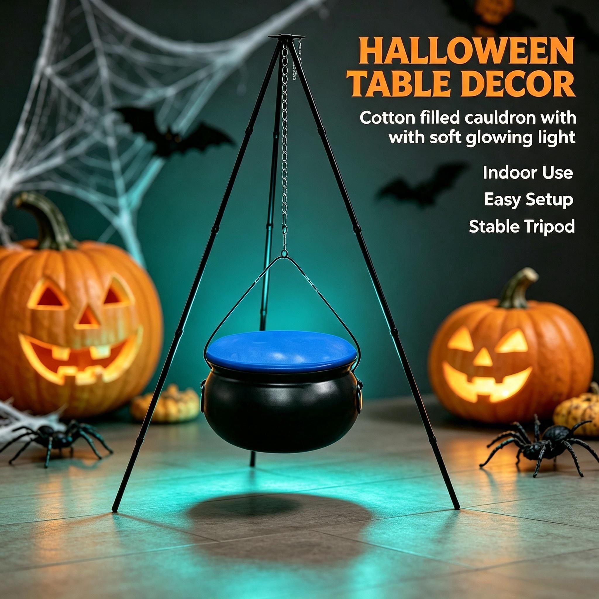 Muecwrye Halloween Decorations Outdoor, Halloween Clearance! Halloween Witches Cauldron on Tripod with Lights, DIY Bubbling Cauldron Set Decor for Home Porch Outside, Halloween Party Supplies