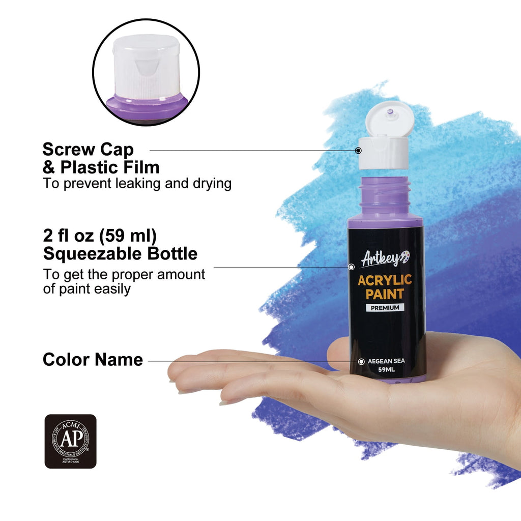 Artkey Acrylic Craft Paint Set, Festival, 24 Colors (2-Ounce)