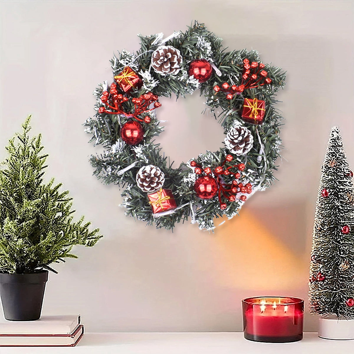 Btomtd Diameter 8" Pumpkin Skull Wreath Halloween Decor Acrylic Round Disk Hanging Ornament with Garland for Front Door Window, A