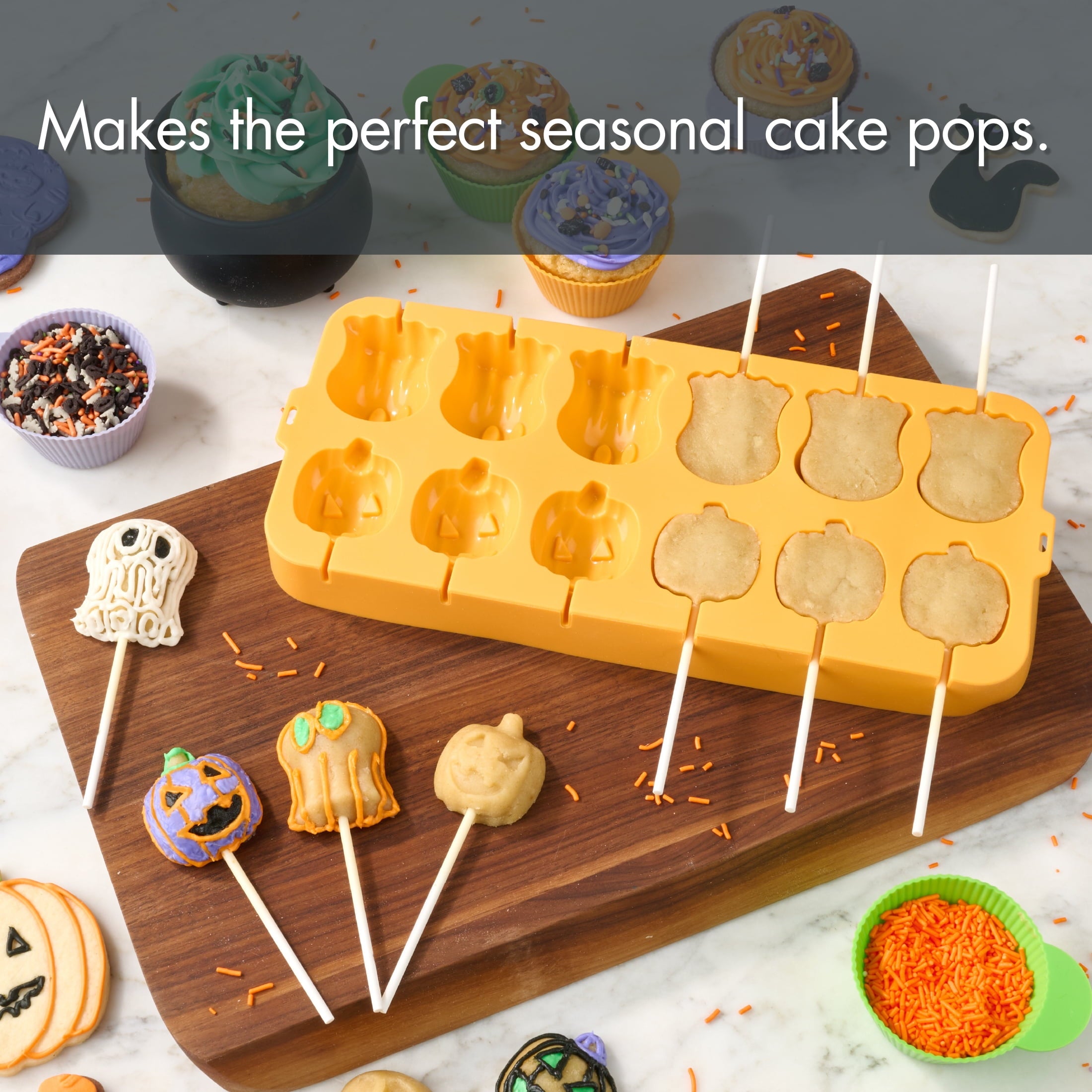 Way To Celebrate 12 Cavity Silicone Cake Pop Pan, Orange