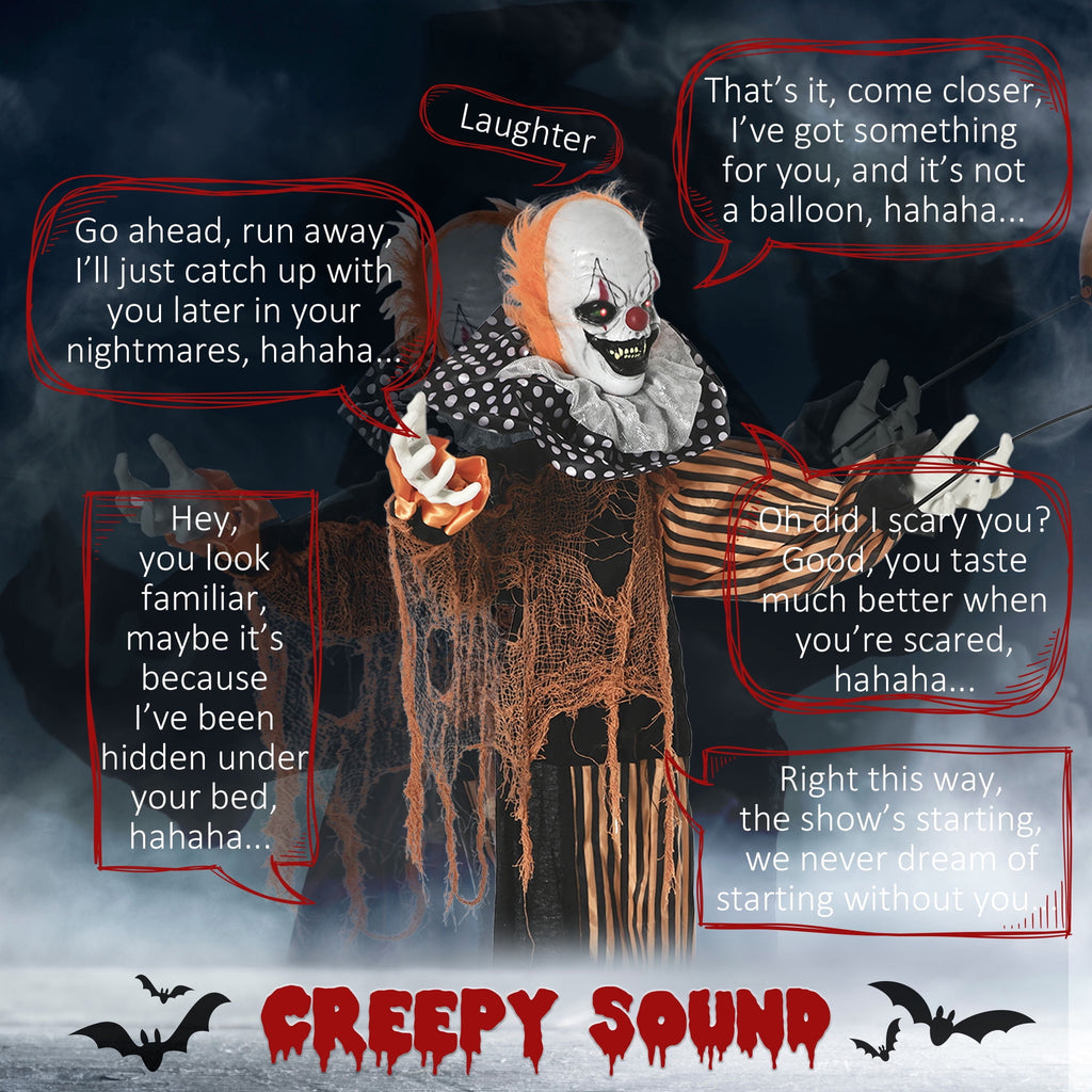 Outsunny 74" Life Size Outdoor Halloween Decorations Skeleton Witch, Animated Prop Animatronic Decor with Sound and Motion Activated, Light Up Eyes and Chest, Howling and Chain Sound