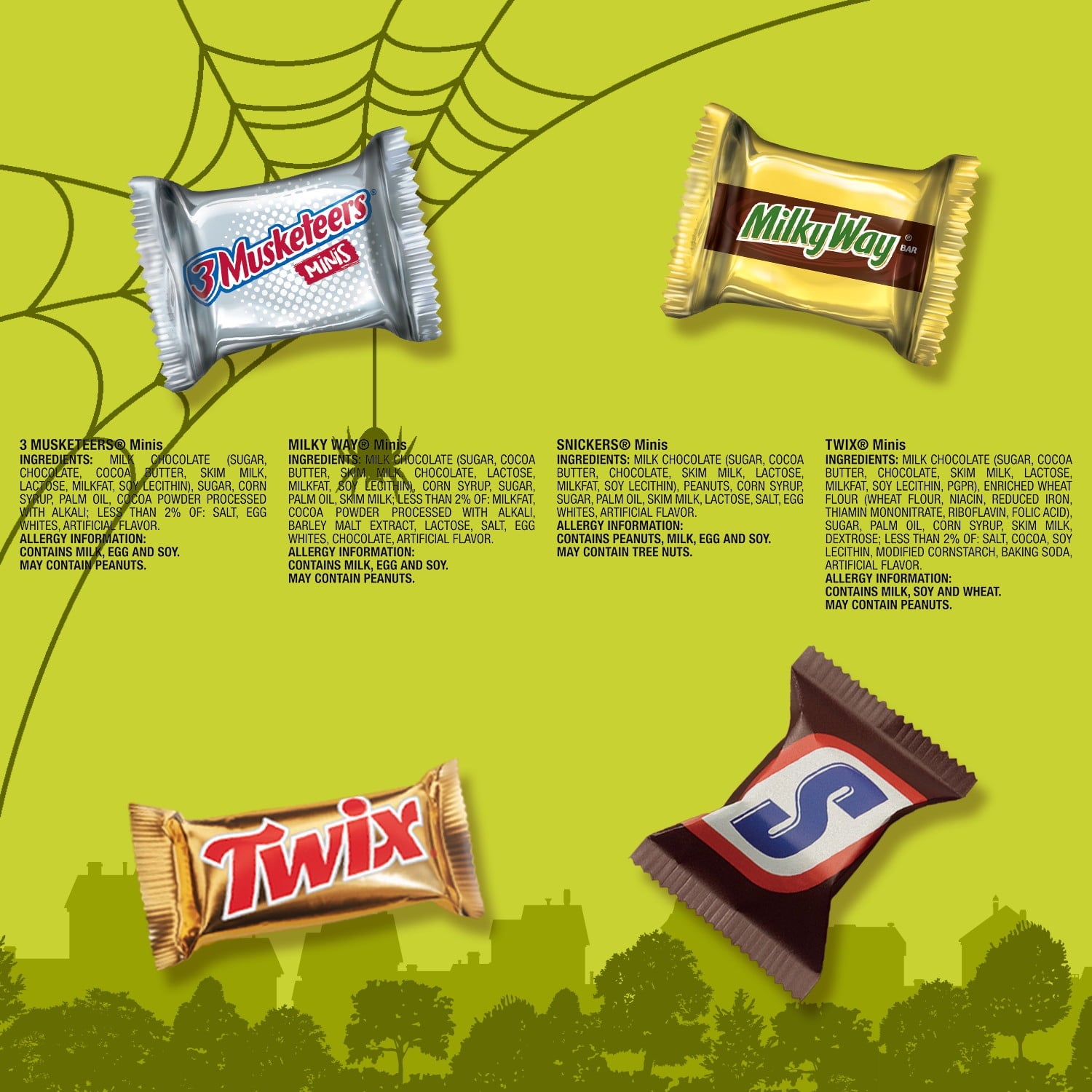 Snickers, Twix, Milky Way, & 3 Musketeers Halloween Candy - 110 Ct Bulk Bag