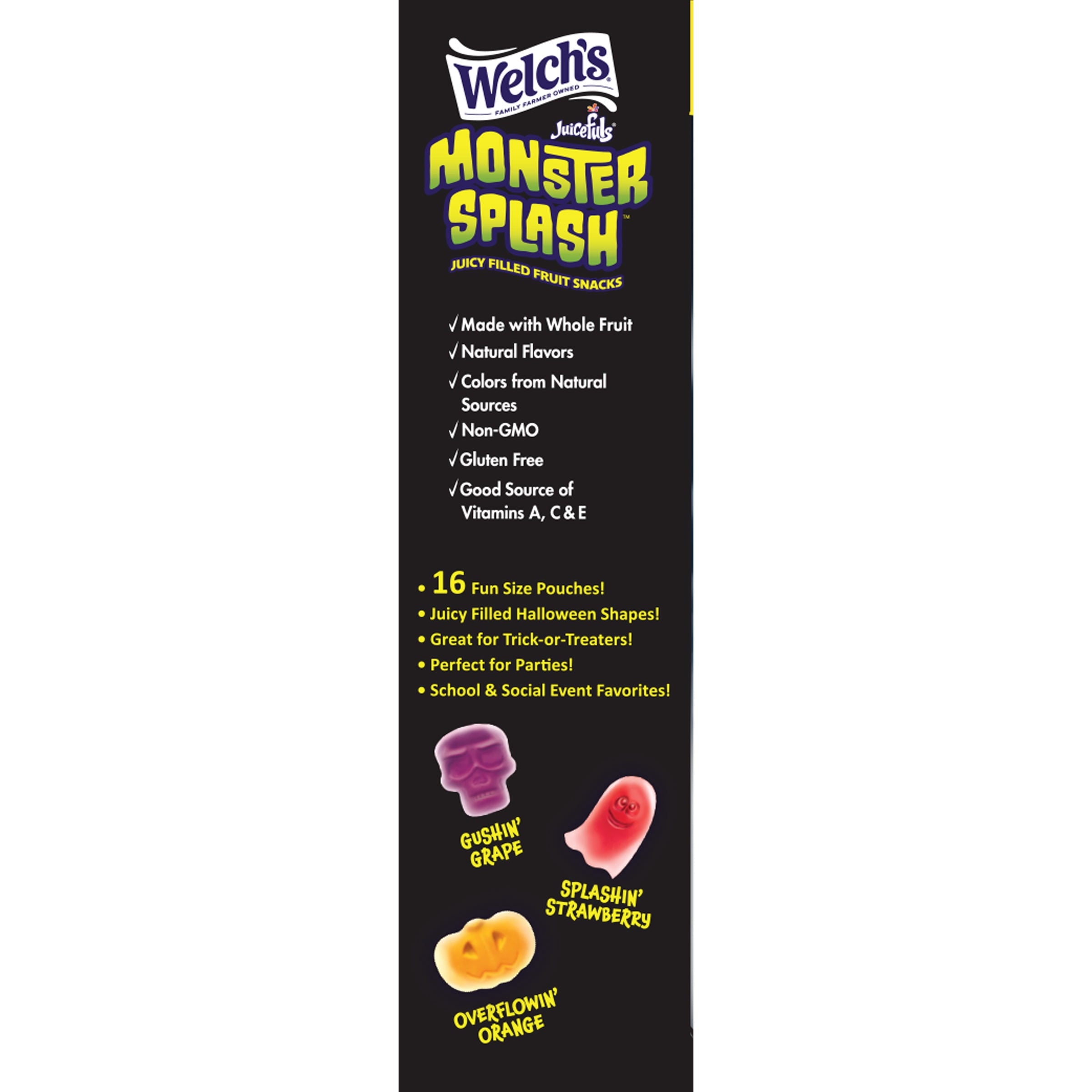 Welch's Juicefuls Monster Splash, Halloween Soft Kids Snacks, 0.5 oz, 16 Count