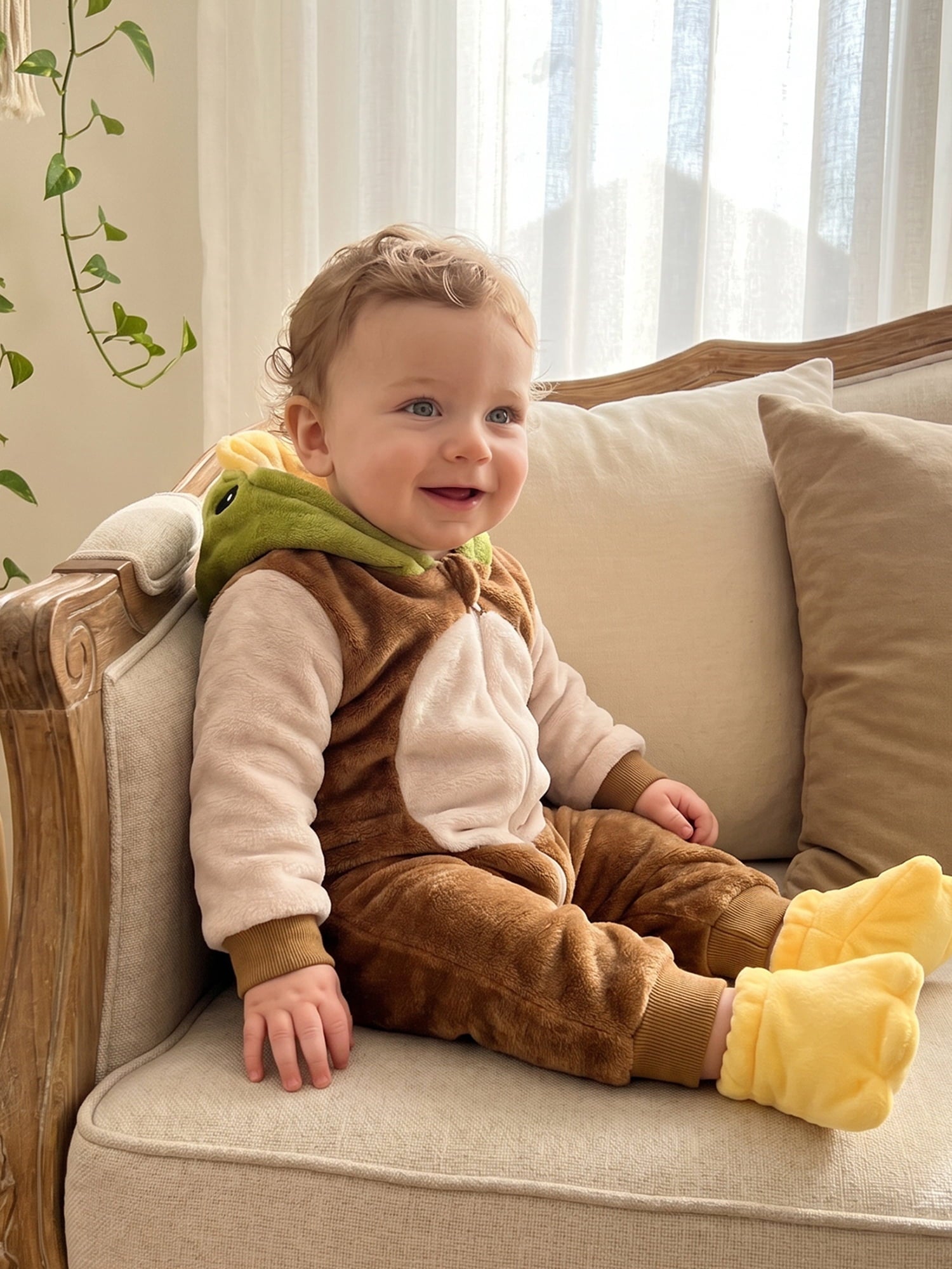 RUINIXCW Toddler Baby Boy Girl Duck Costume Newborn Infant Halloween Animal Costume Warm Fall Winter Plush Jumpsuit Outfit Long Sleeve Hood Zip Up Romper Snowsuit Foot Covers
