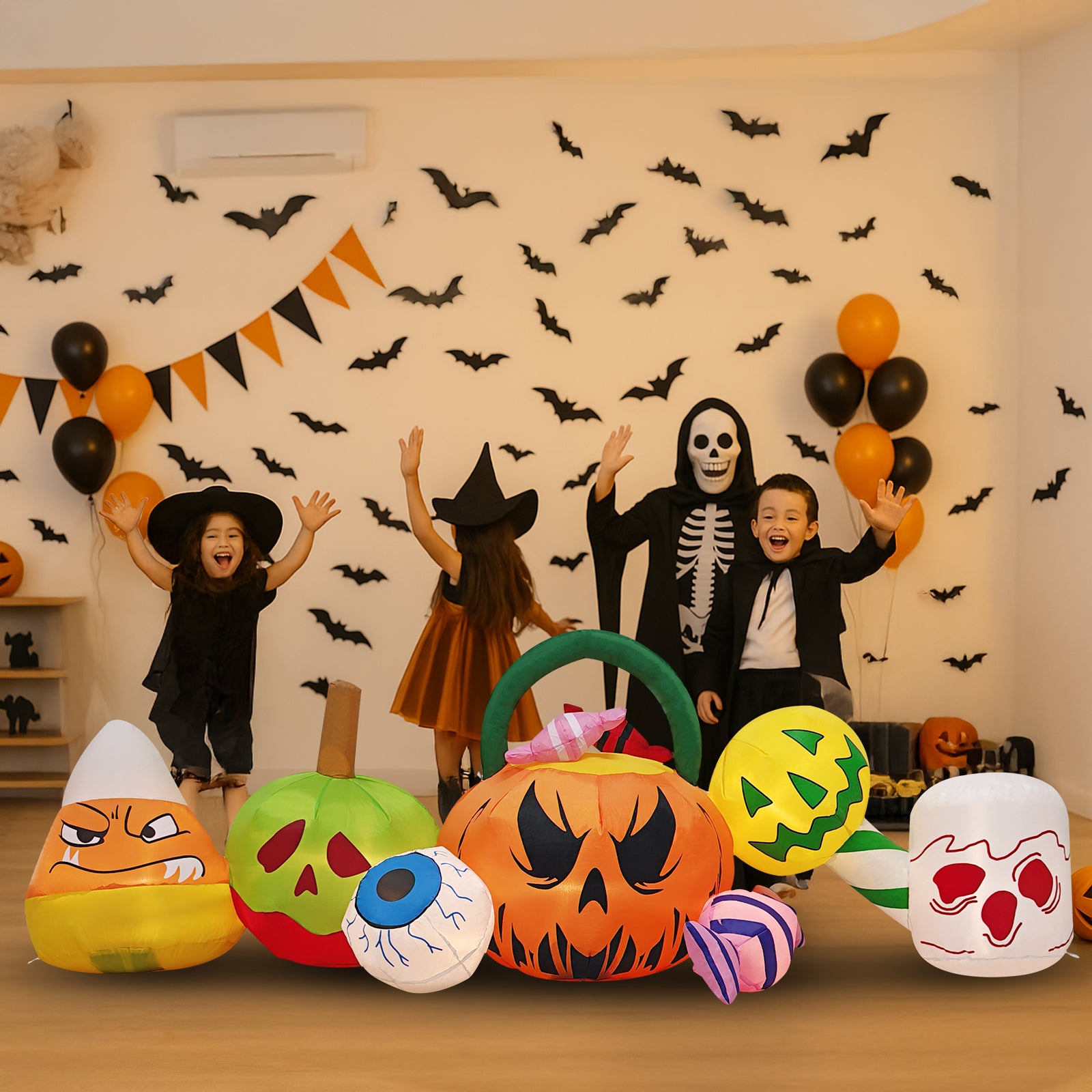 UBesGoo 8.2' Halloween Inflatables Pumpkin Ghost Archway , Blow up Hallowee Decorations with Built-in LED Lights for Holiday
