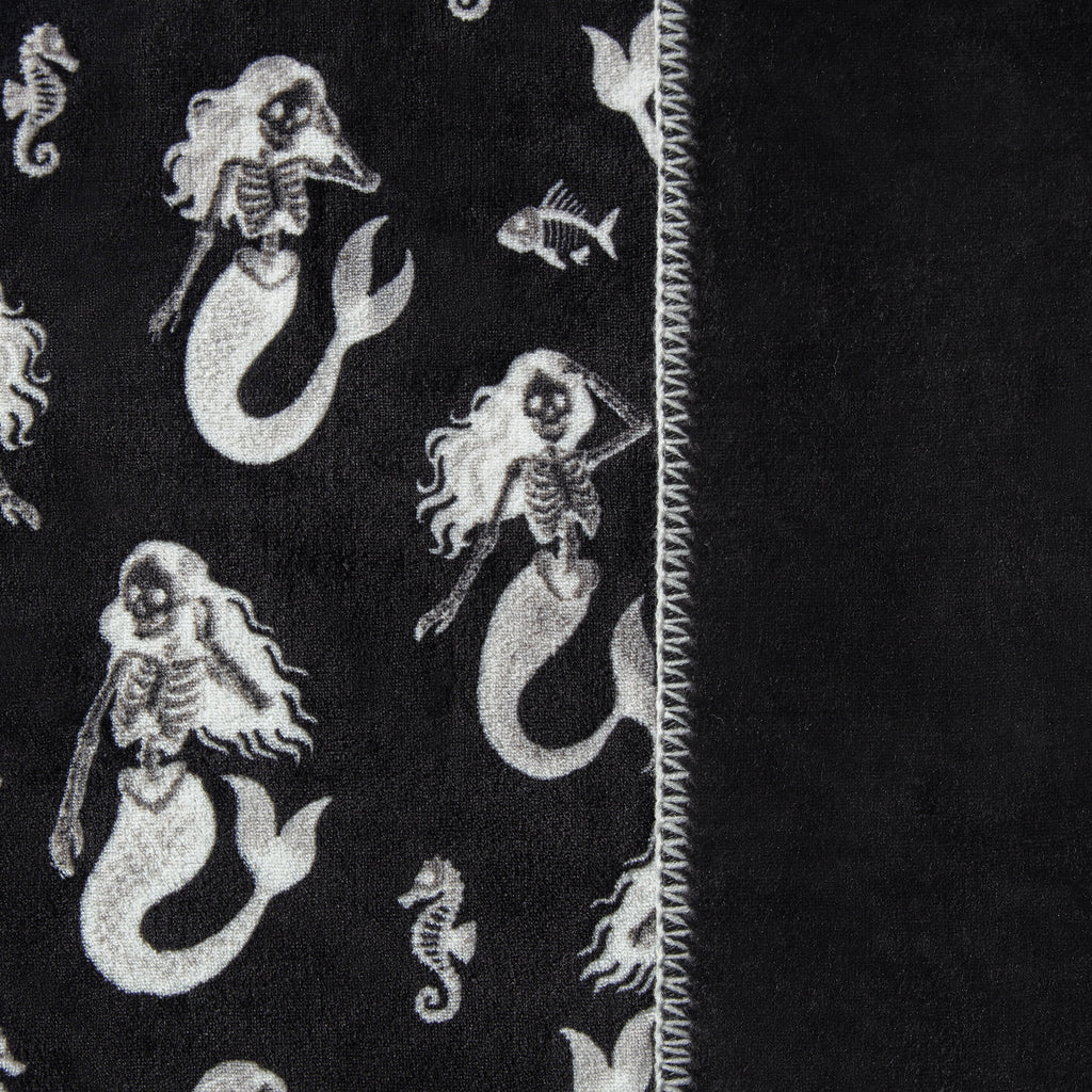 Boo-tique Soft Throw Blanket, Plush Fleece Blanket, Halloween Mermaids, Black, 50" x 72"