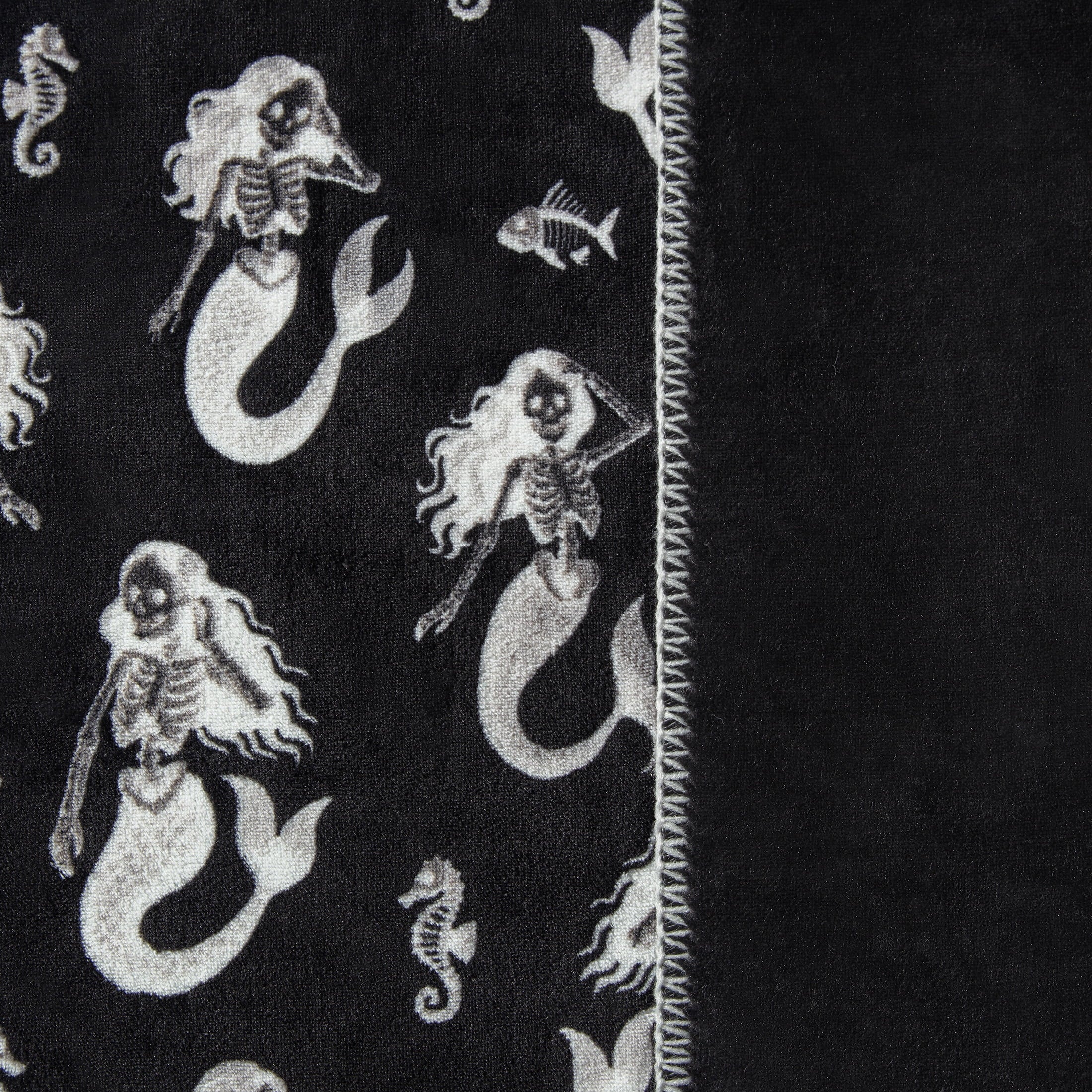 Boo-tique Soft Throw Blanket, Plush Fleece Blanket, Halloween Mermaids, Black, 50" x 72"
