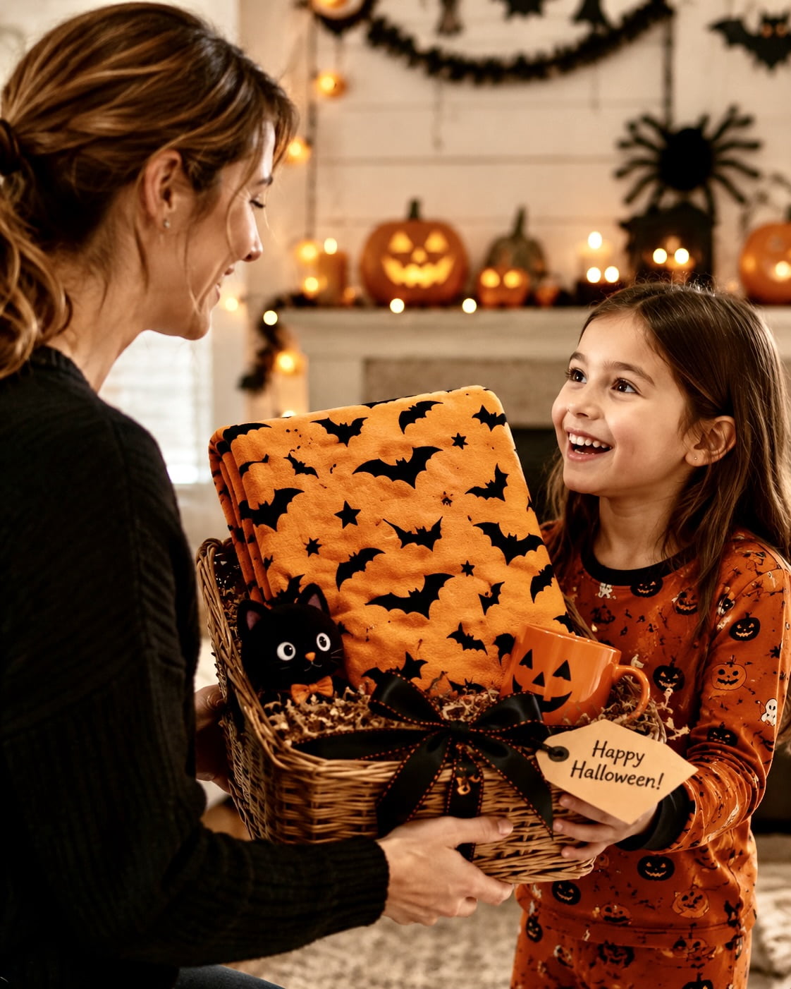 Serafina Home Halloween Throw Blanket: Fuzzy Boo! Jack O'Lantern Spider Webs Skull and Black Cats Print on Velvet Fleece for Sofa Bed Couch Chair Dorm